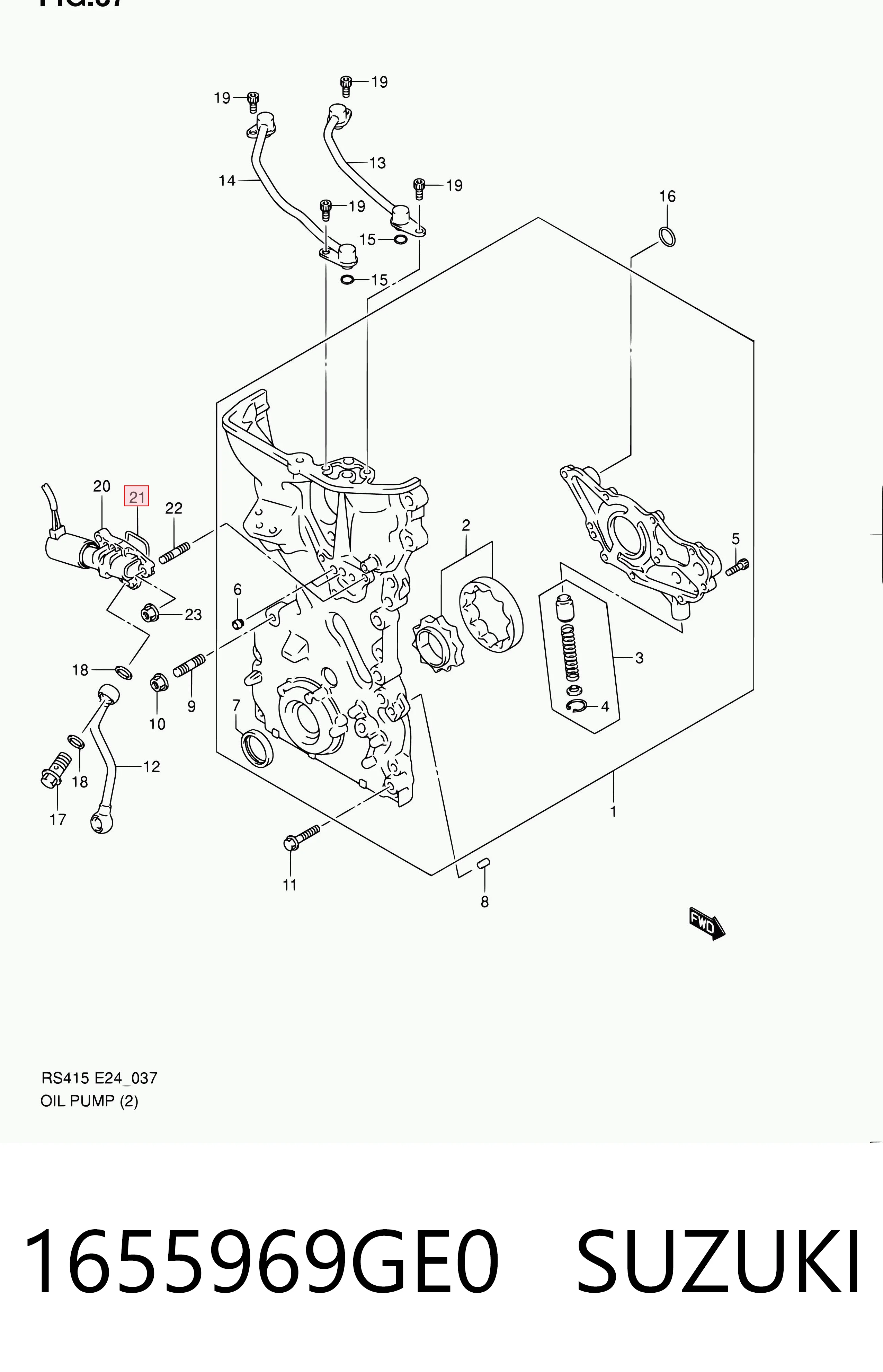 1655969GE0 Suzuki Vedante de válvula de regulação de pressão de óleo de motor