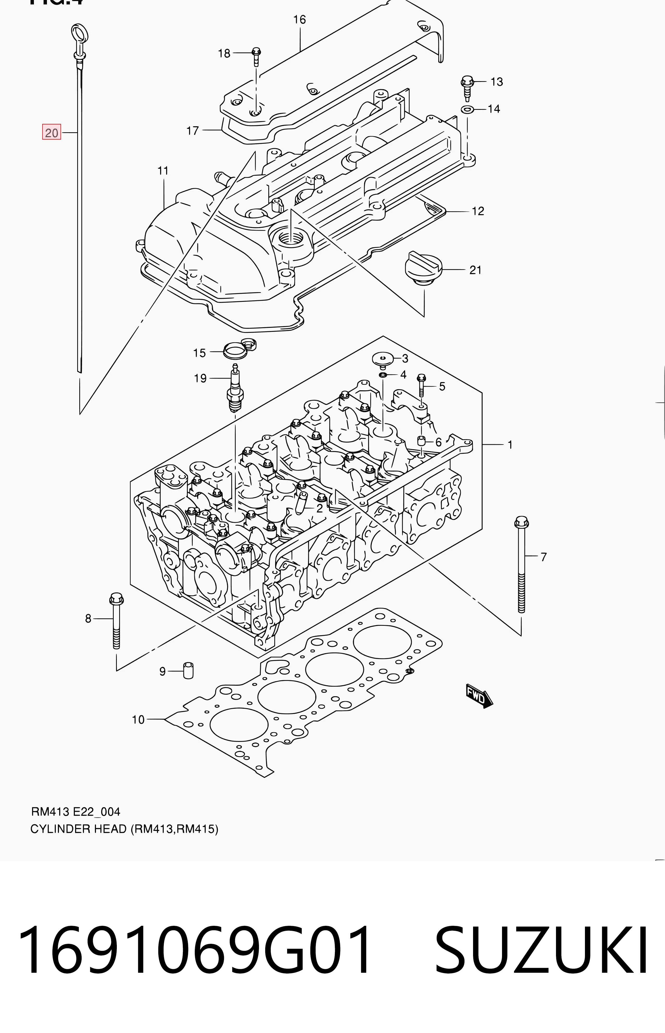 1691069G01 Suzuki Sonda (indicador) do nível de óleo no motor