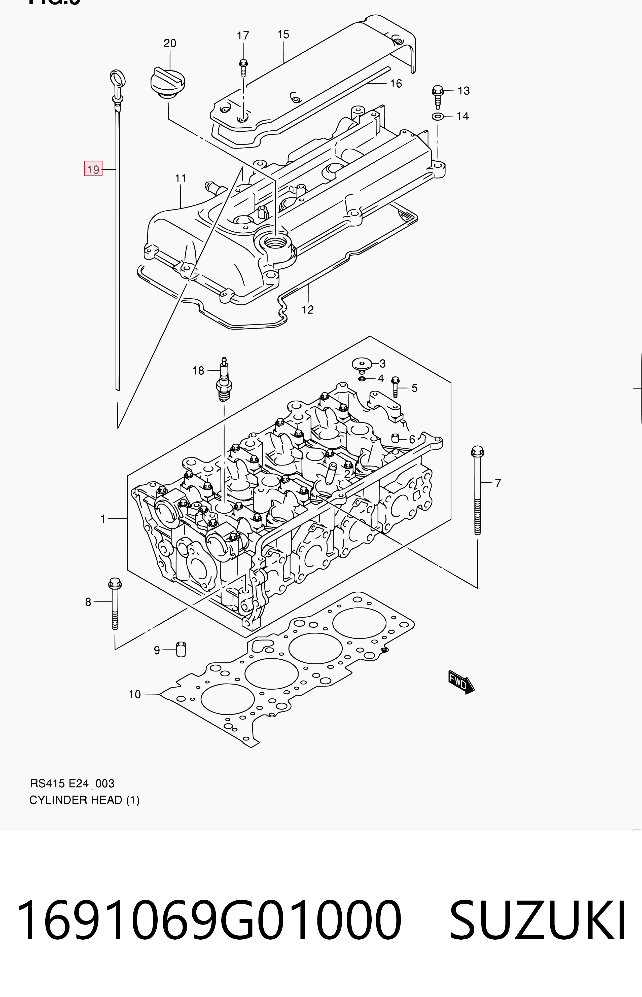 1691069G01000 Suzuki Sonda (indicador) do nível de óleo no motor