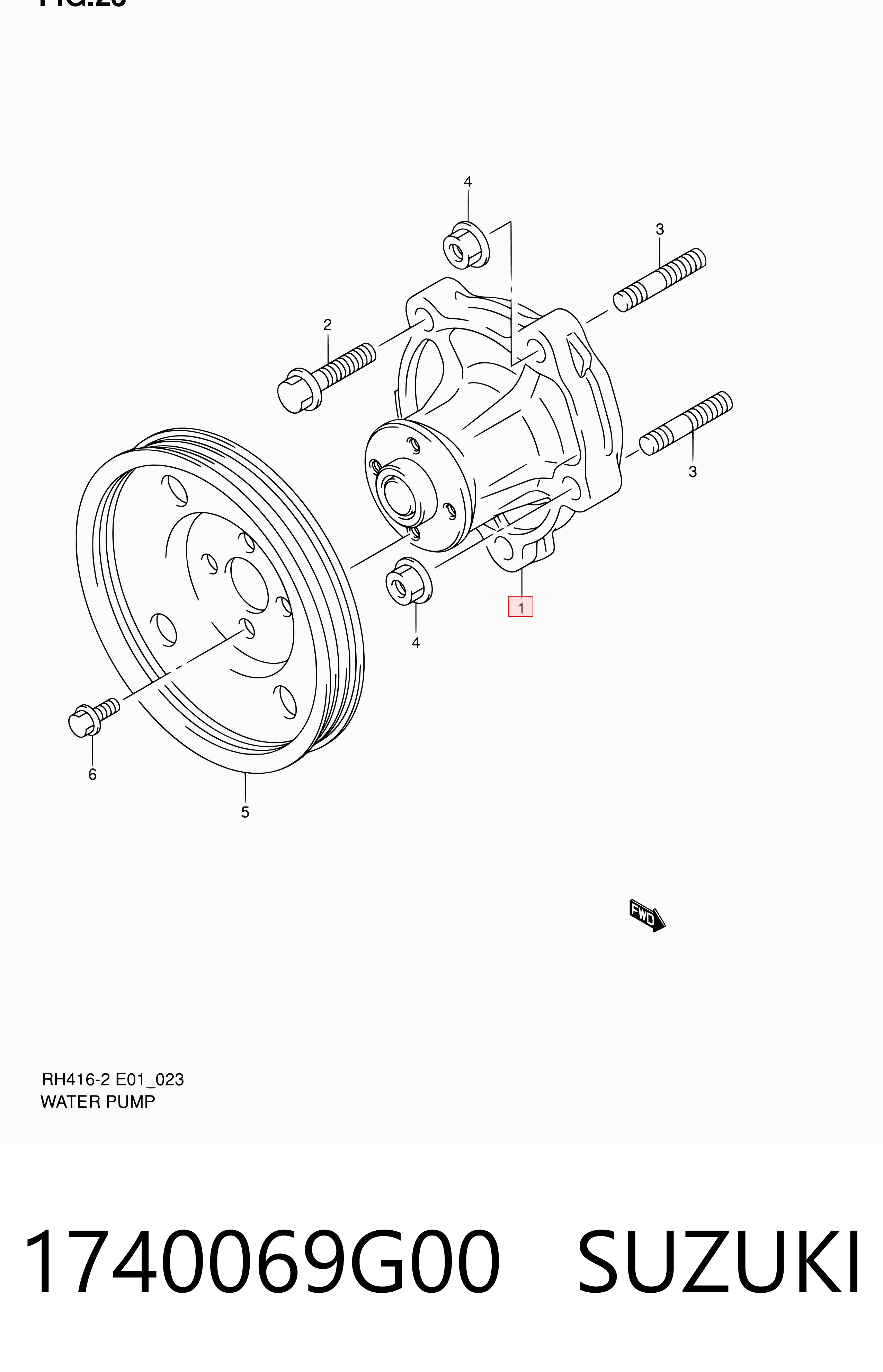 1740069G00 Suzuki Bomba de água (bomba) de esfriamento