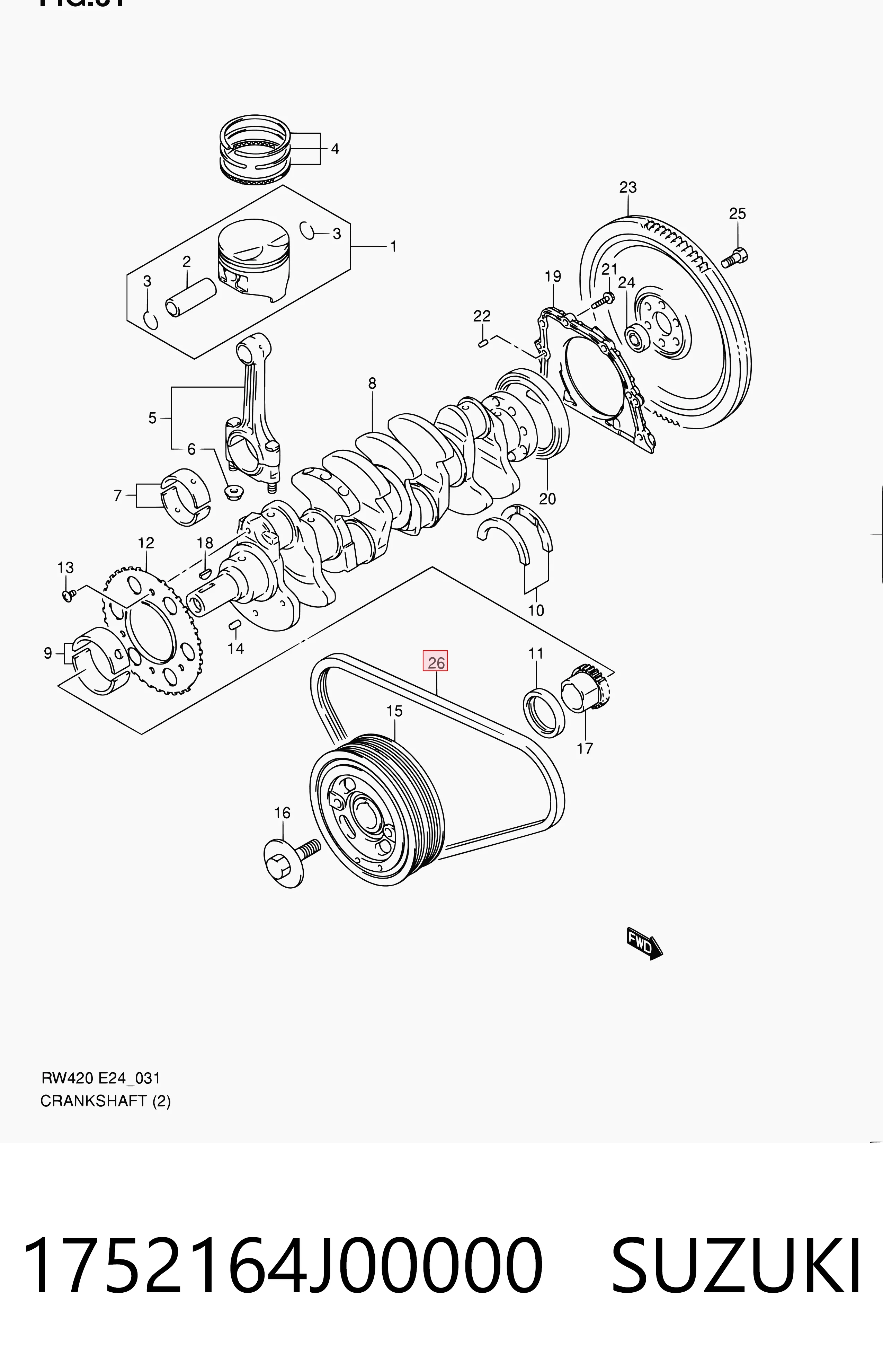 1752164J00000 Suzuki Correia dos conjuntos de transmissão