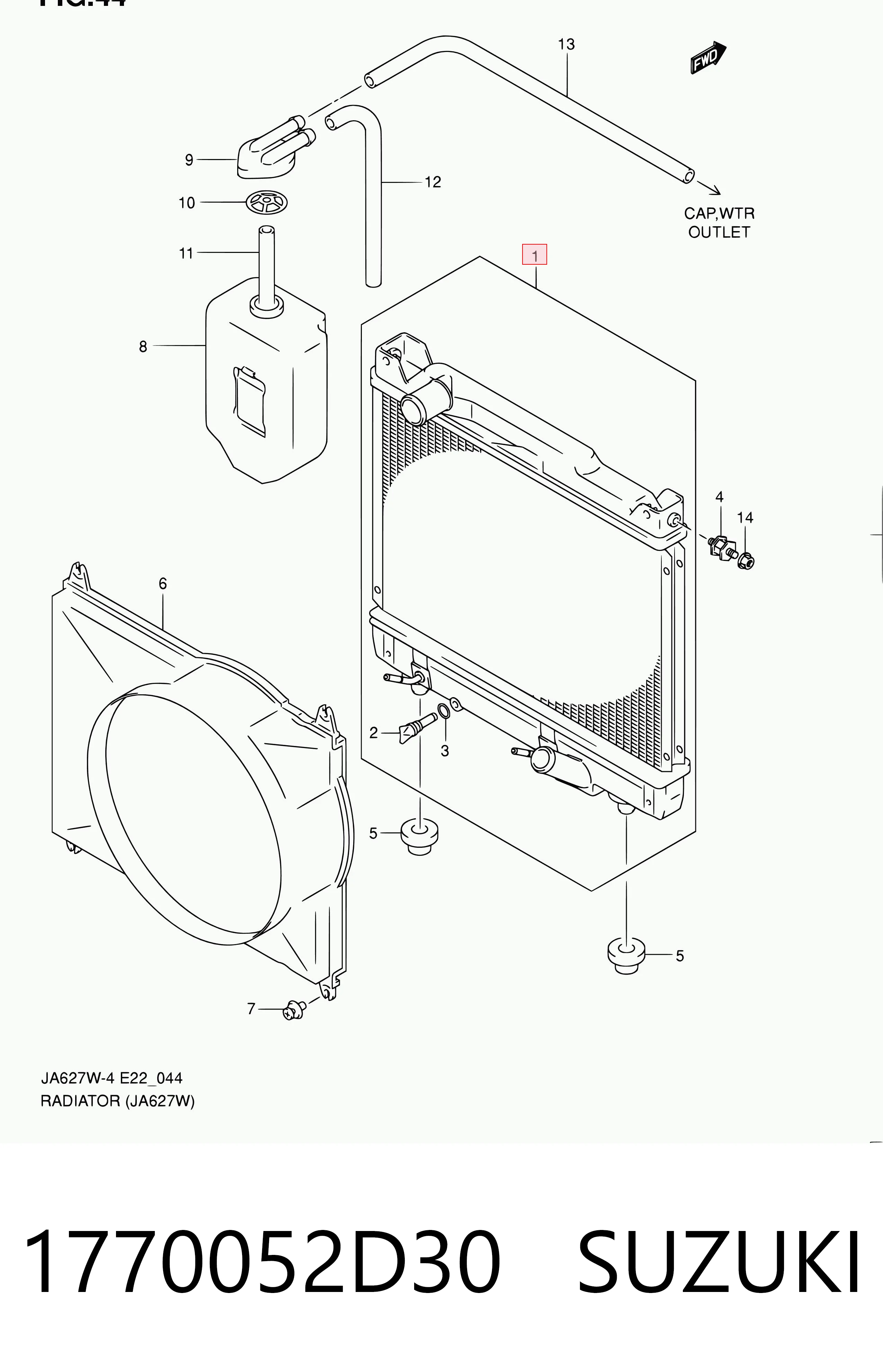 1770052D30 Suzuki Radiador de esfriamento de motor