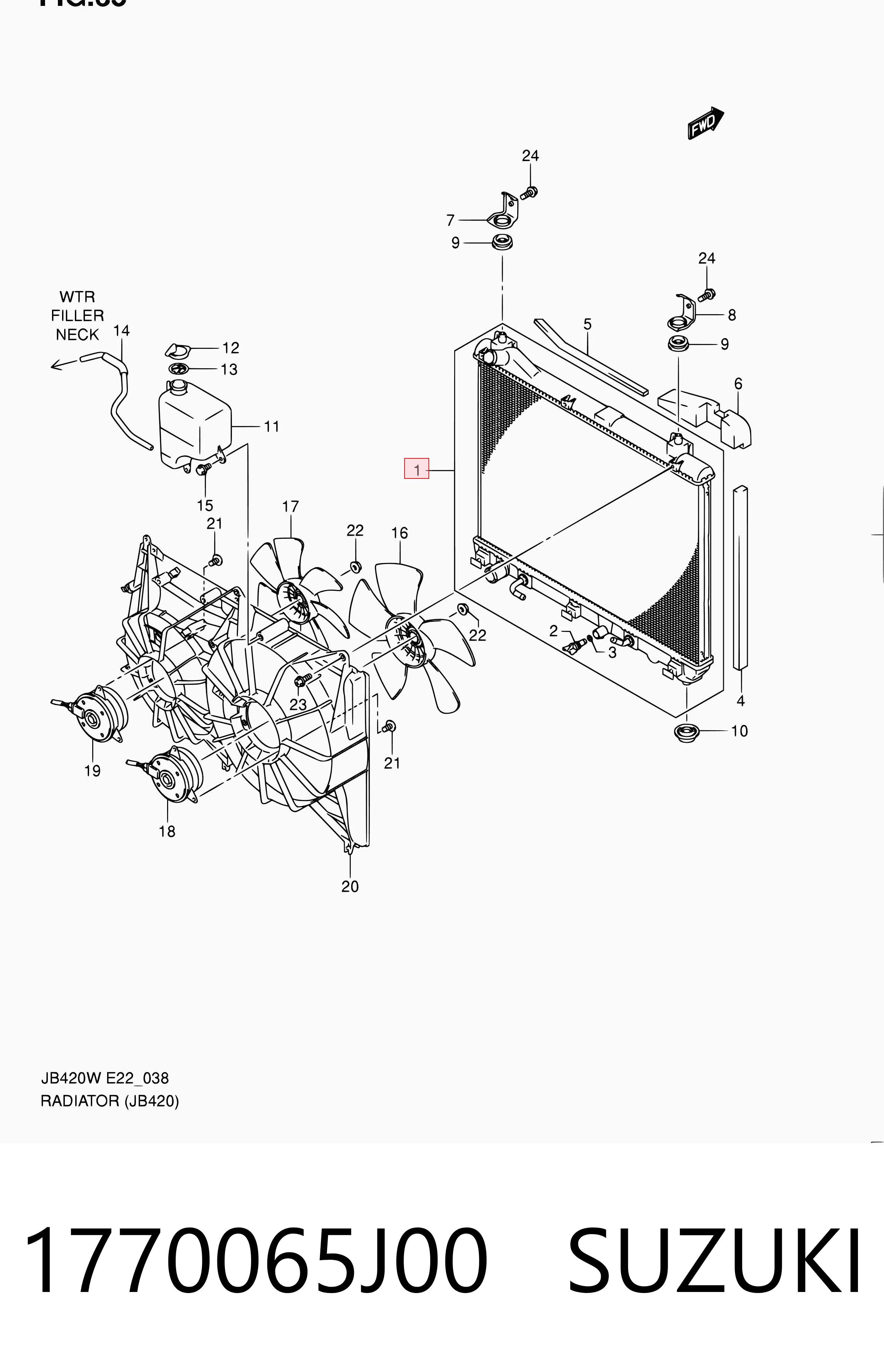 1770065J00 Suzuki Radiador de esfriamento de motor