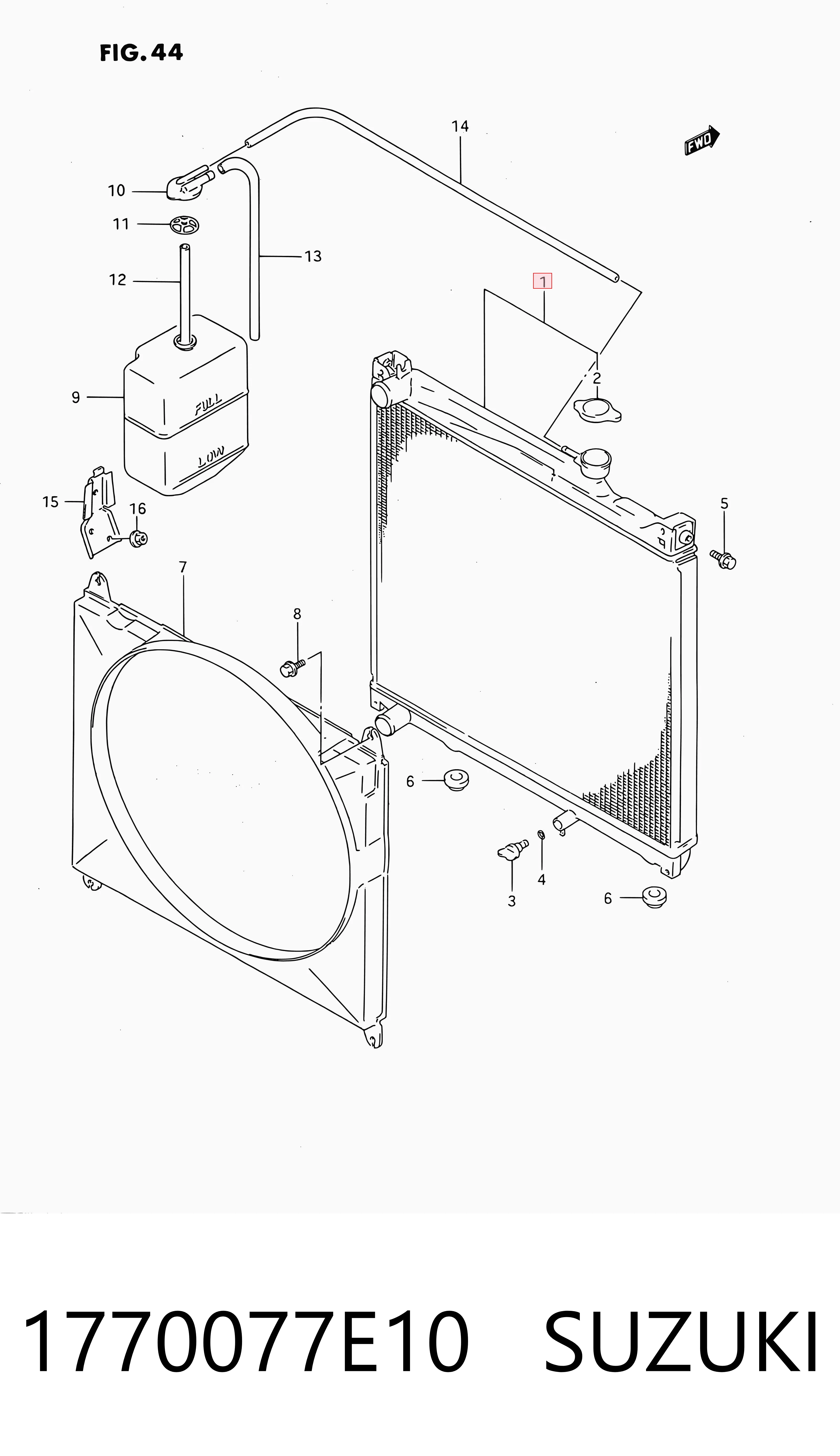 1770077E10 Suzuki Radiador de esfriamento de motor