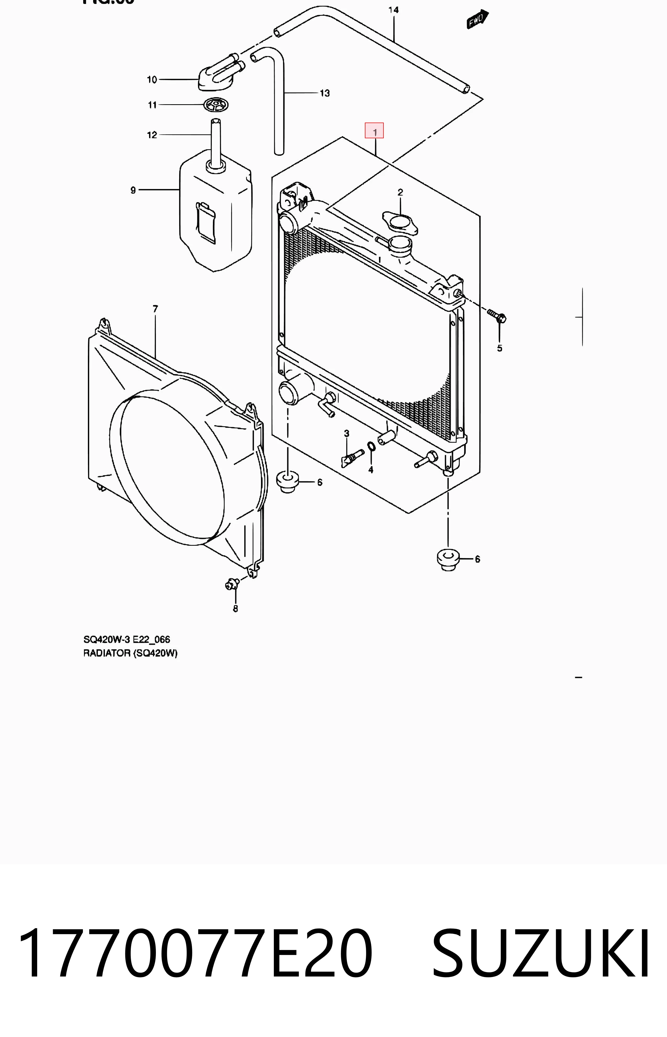 1770077E20 Suzuki Radiador de esfriamento de motor