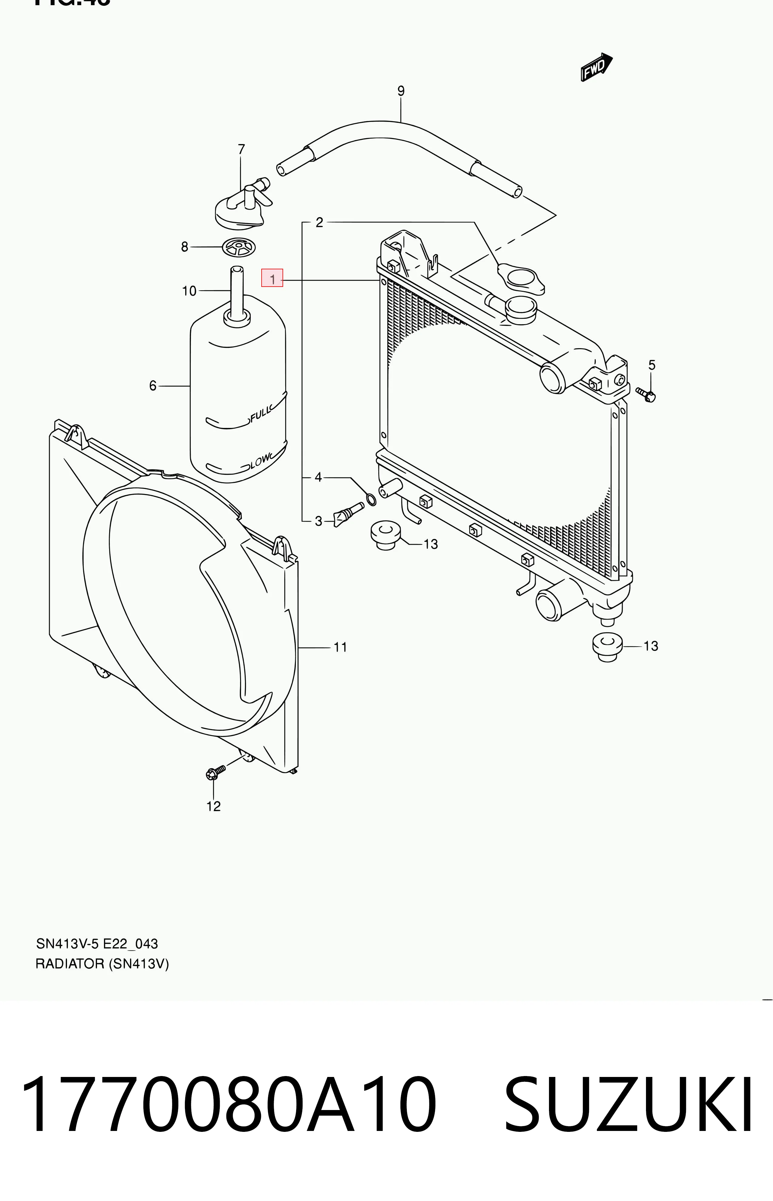 1770080A10 Suzuki Radiador de esfriamento de motor