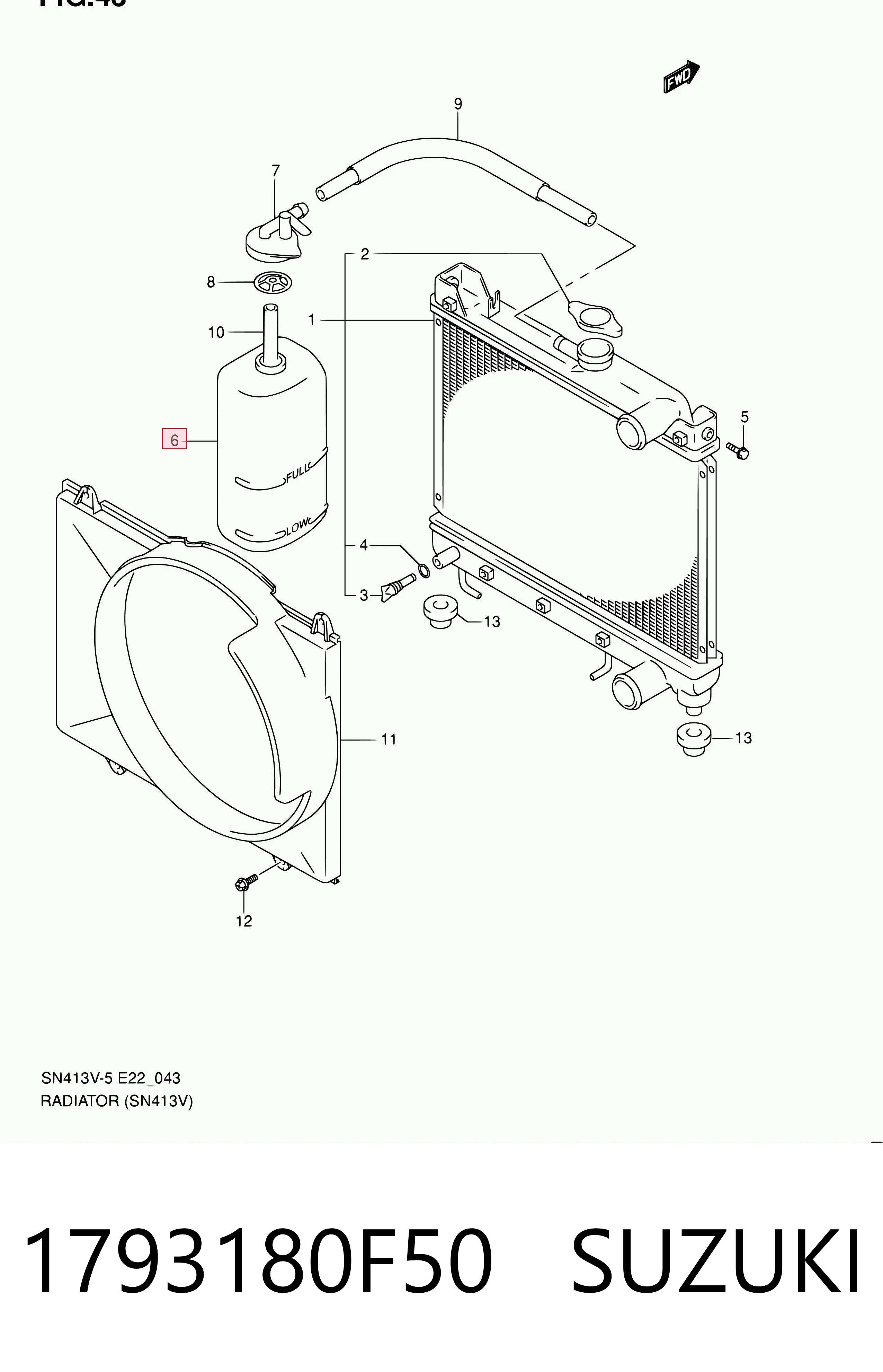 1793180F50 Suzuki Tanque de expansão do sistema de esfriamento