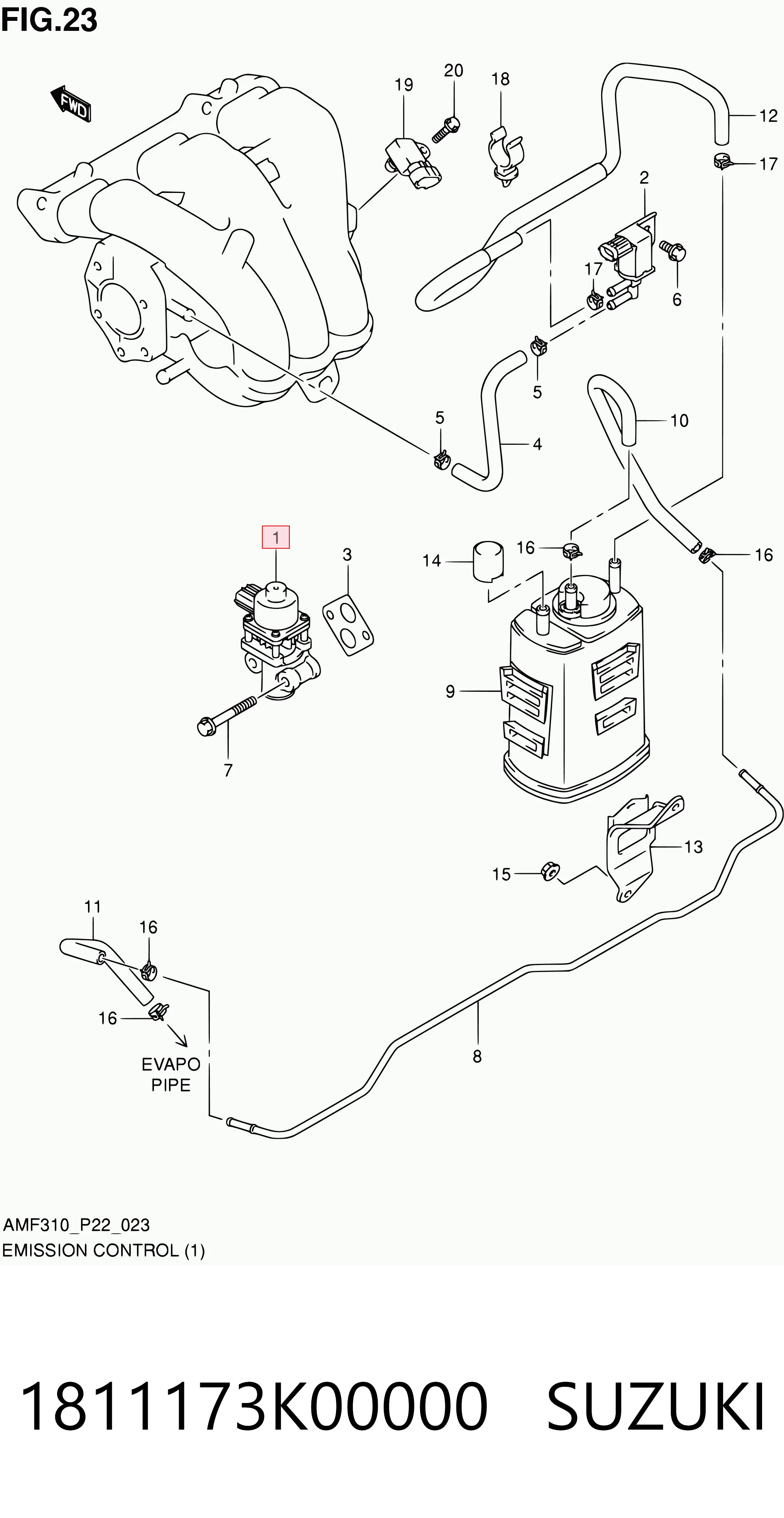 1811173K00000 Suzuki Válvula EGR de recirculação dos gases