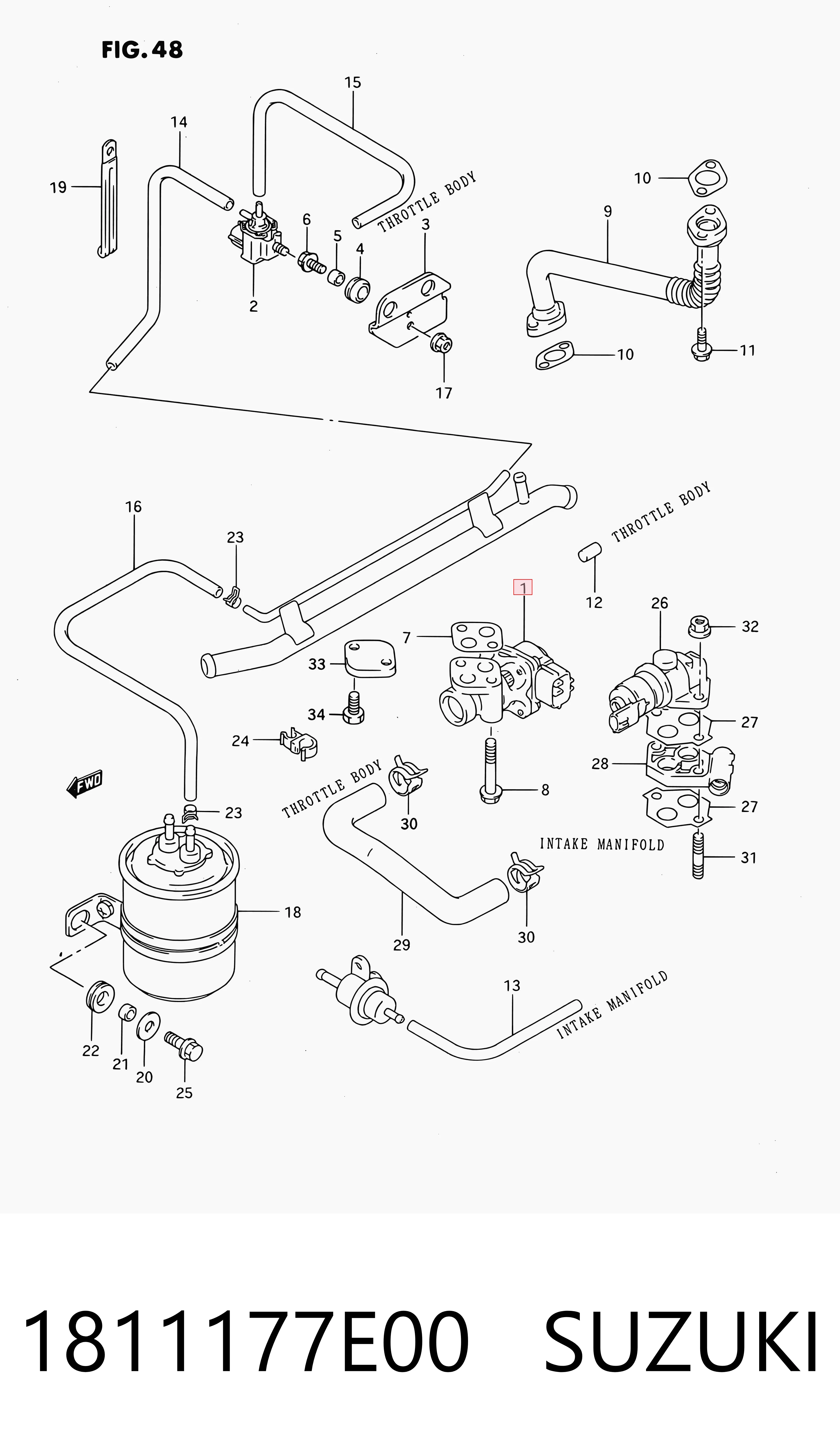 1811177E00 Suzuki Válvula EGR de recirculação dos gases