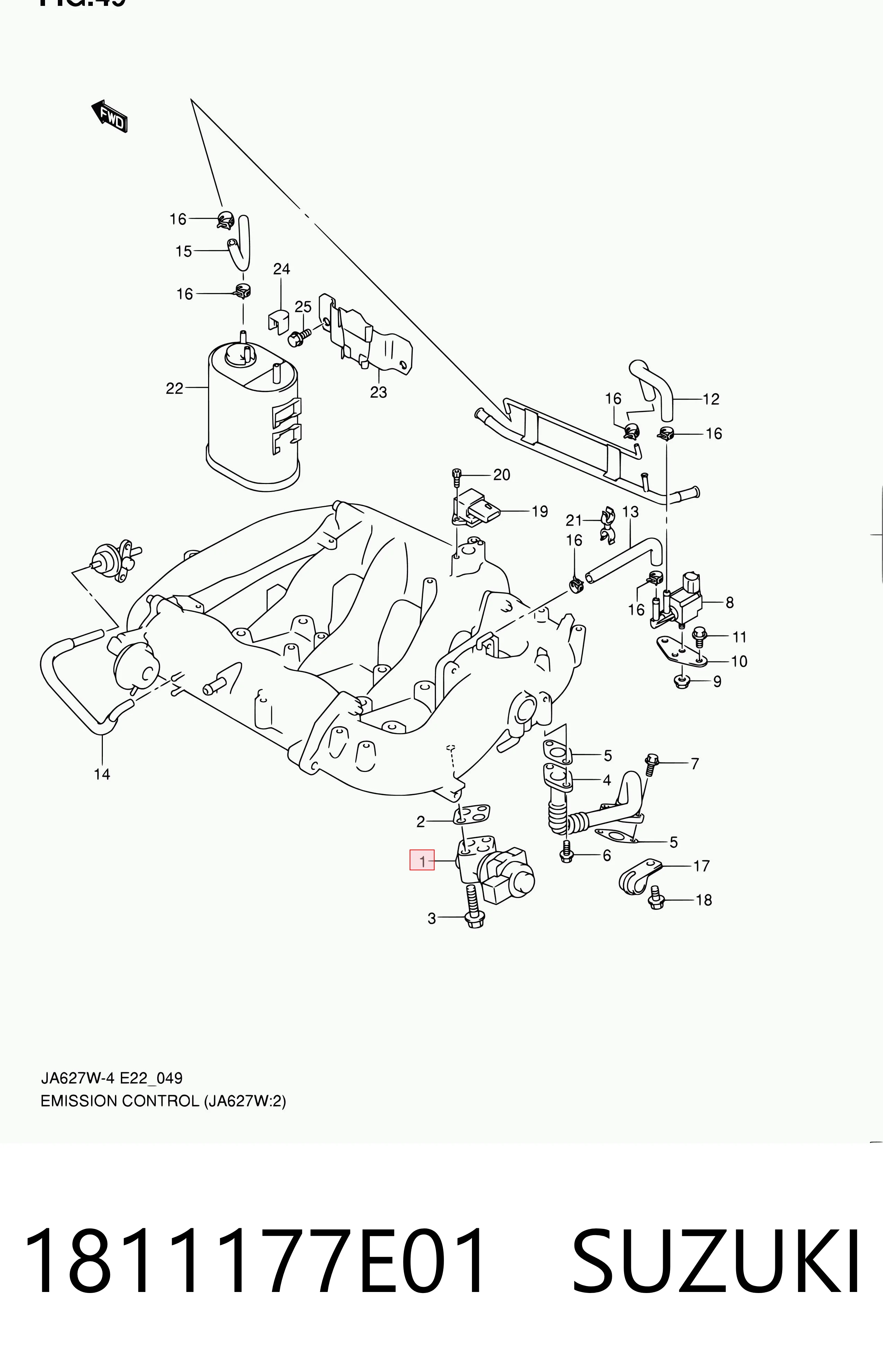 1811177E01 Suzuki Válvula EGR de recirculação dos gases