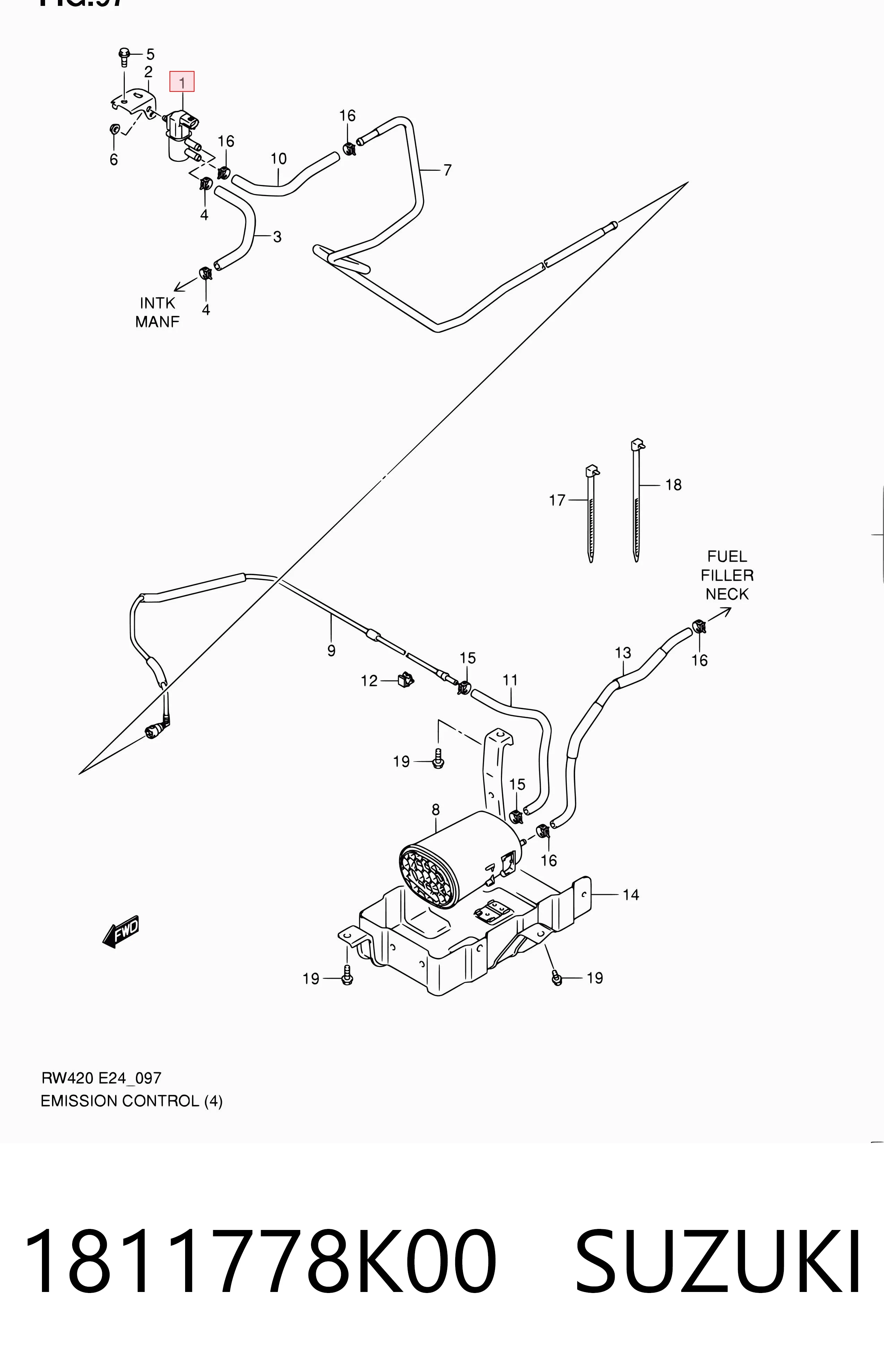 1811778K00 Suzuki Válvula de adsorvedor dos vapores de combustível
