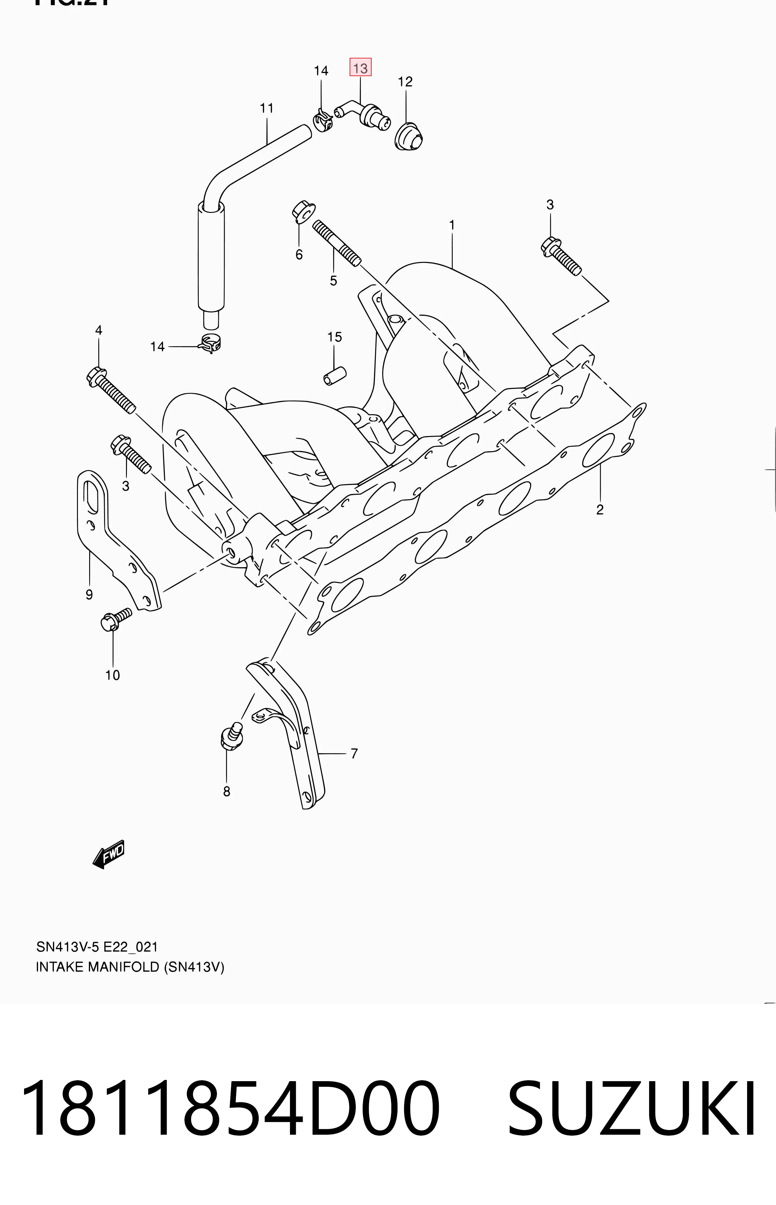 1811854D00 Suzuki Válvula PCV de ventilação dos gases de cárter
