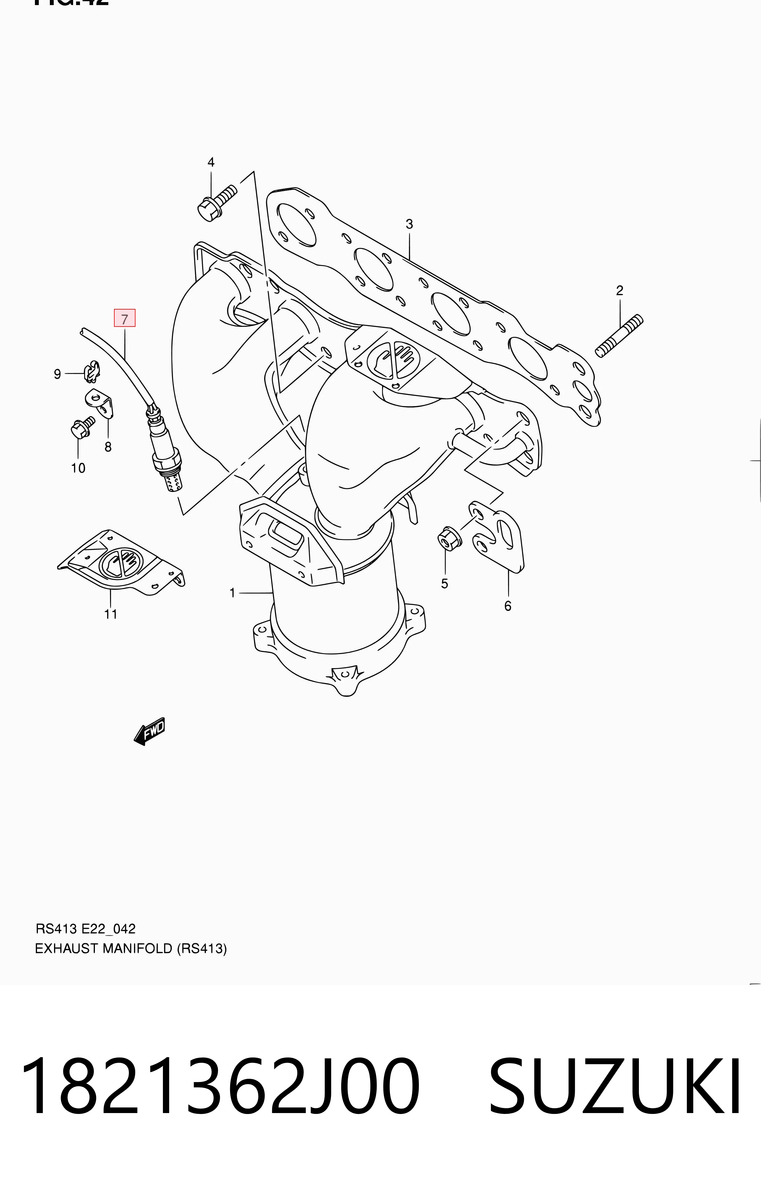 1821362J00 Suzuki Sonda lambda, sensor de oxigênio