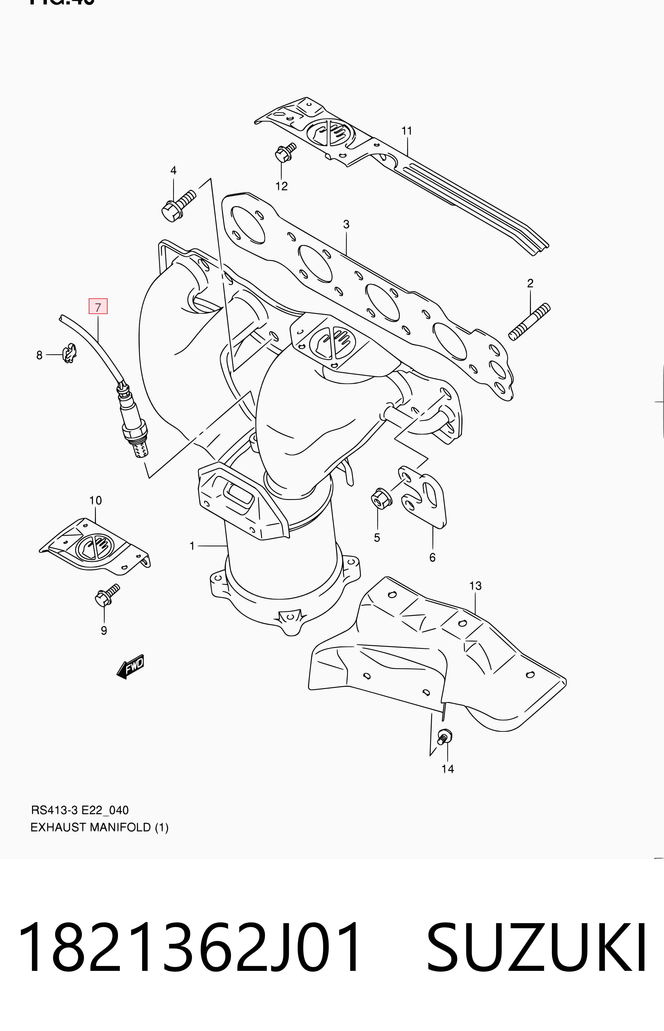 1821362J01 Suzuki Sonda lambda, sensor de oxigênio