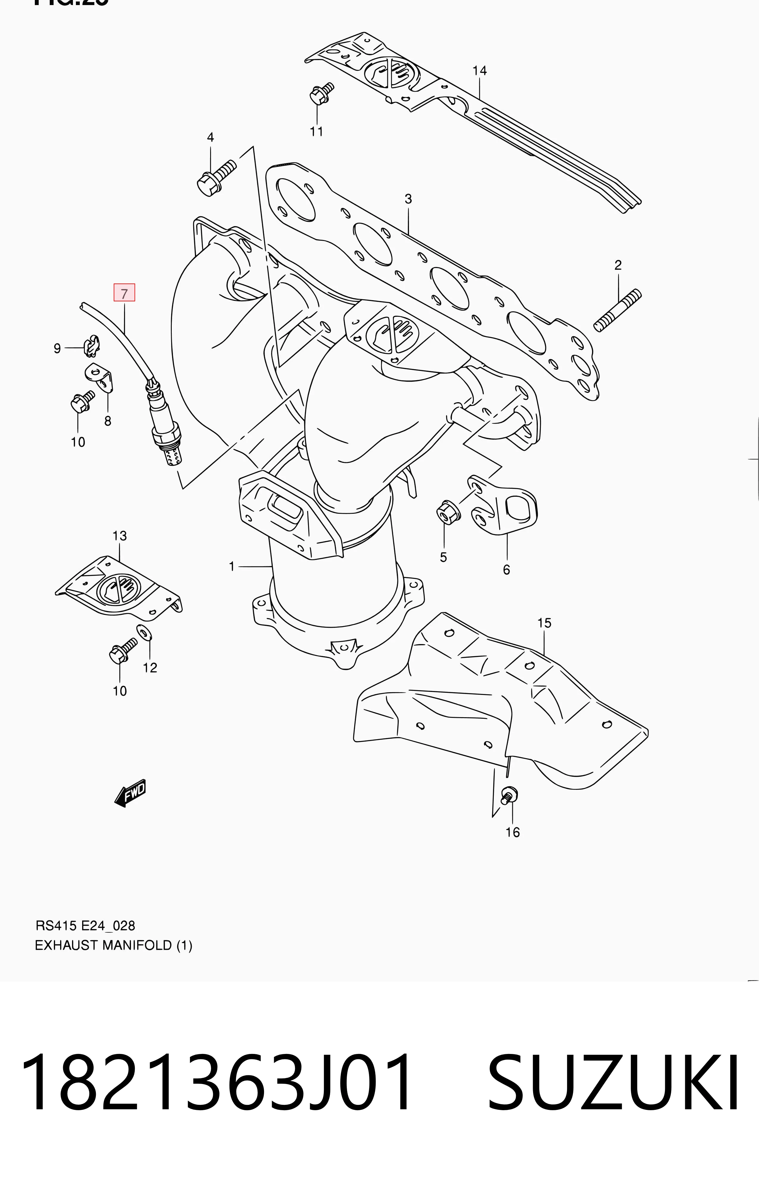 1821363J01 Suzuki Sonda lambda, sensor de oxigênio até o catalisador