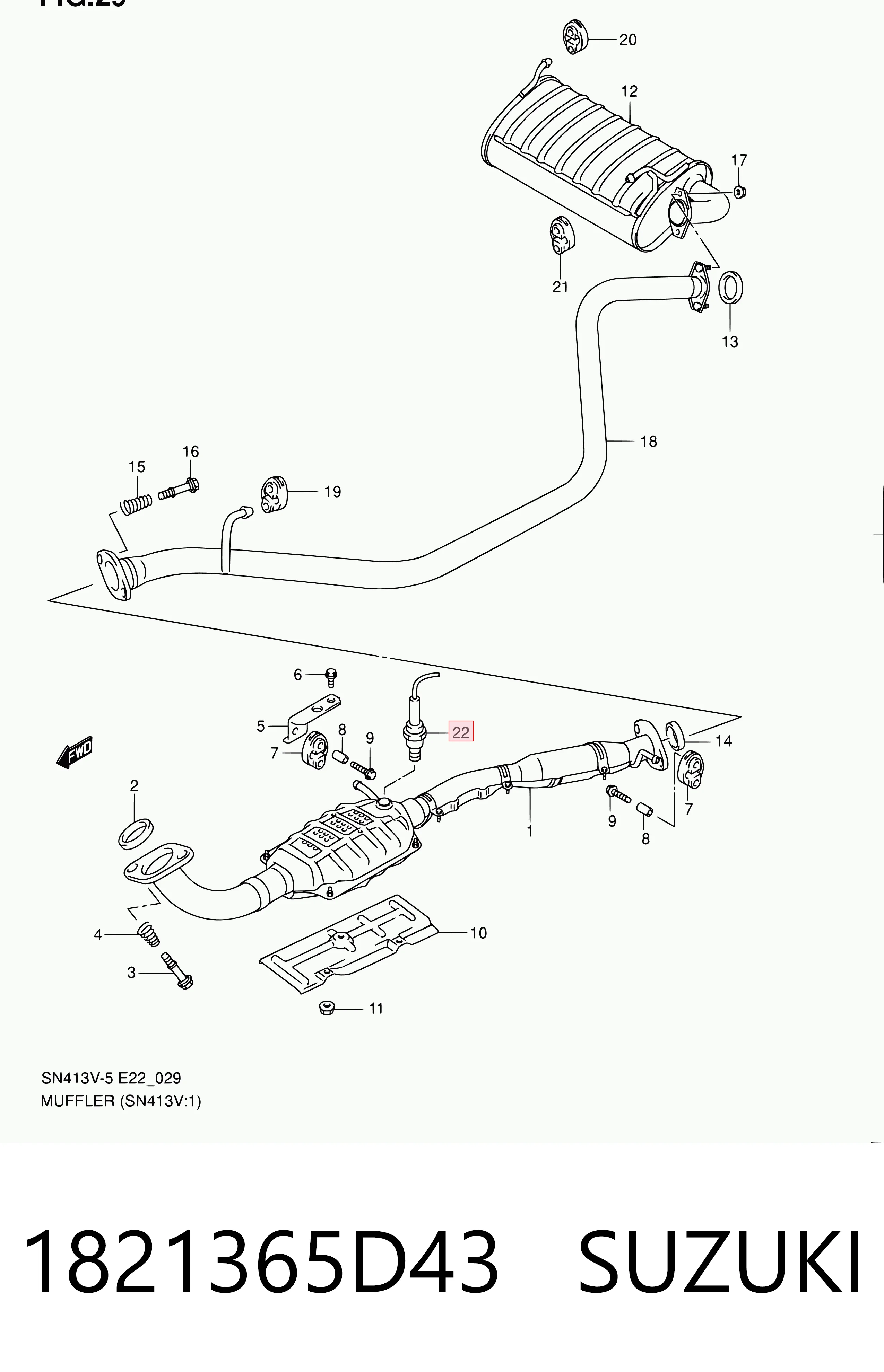 1821365D43 Suzuki Sonda lambda, sensor de oxigênio