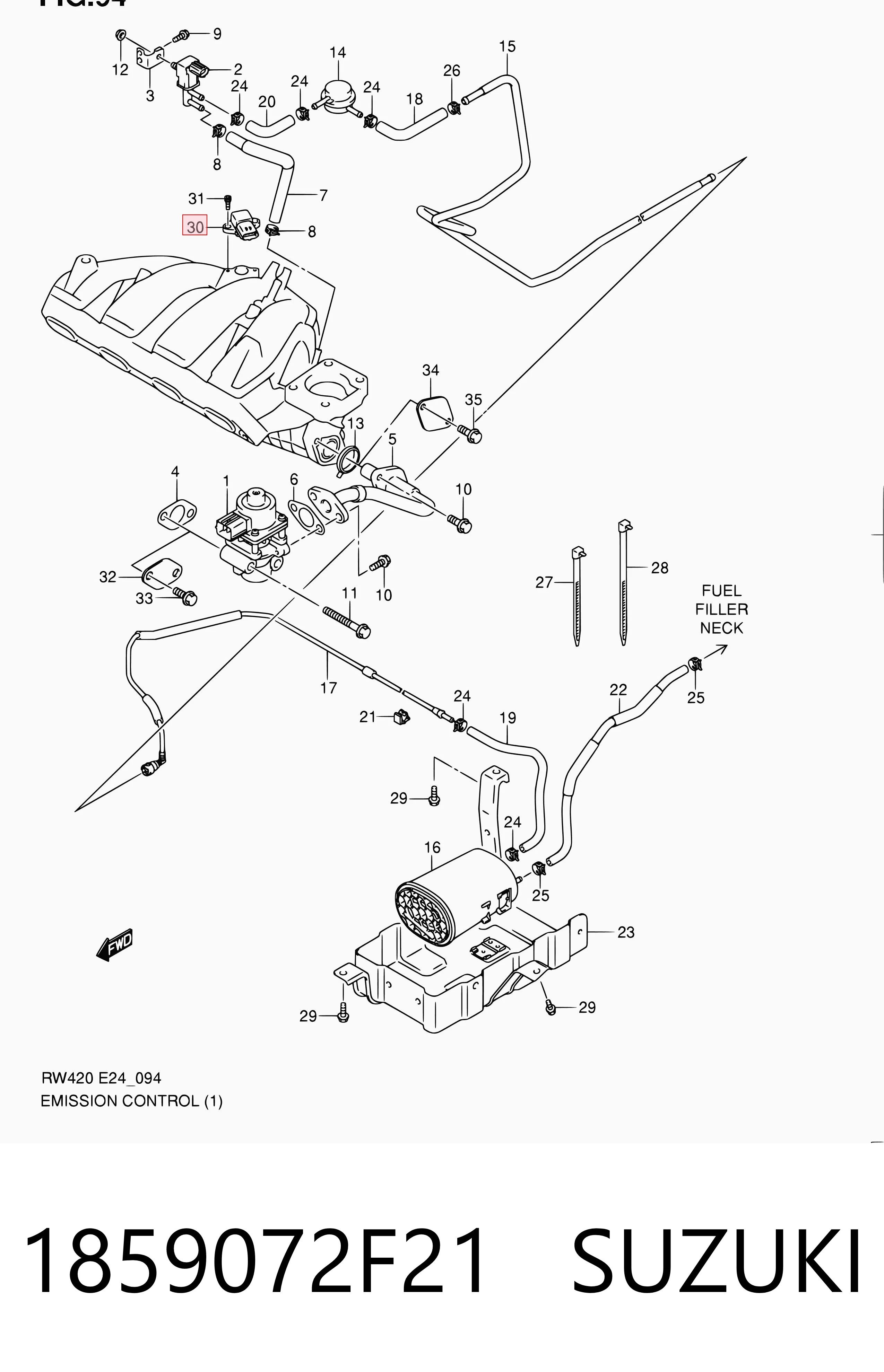1859072F21 Suzuki Sensor de pressão no coletor de admissão, MAP