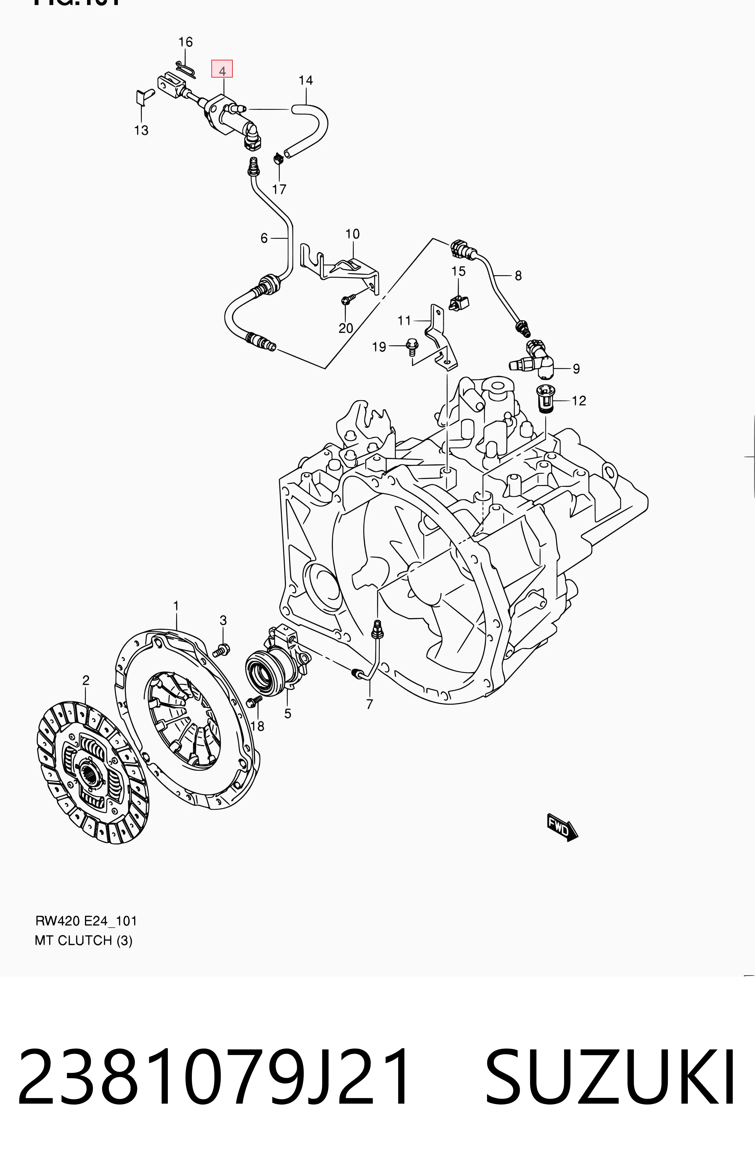 2381079J21 Suzuki Cilindro mestre de embraiagem