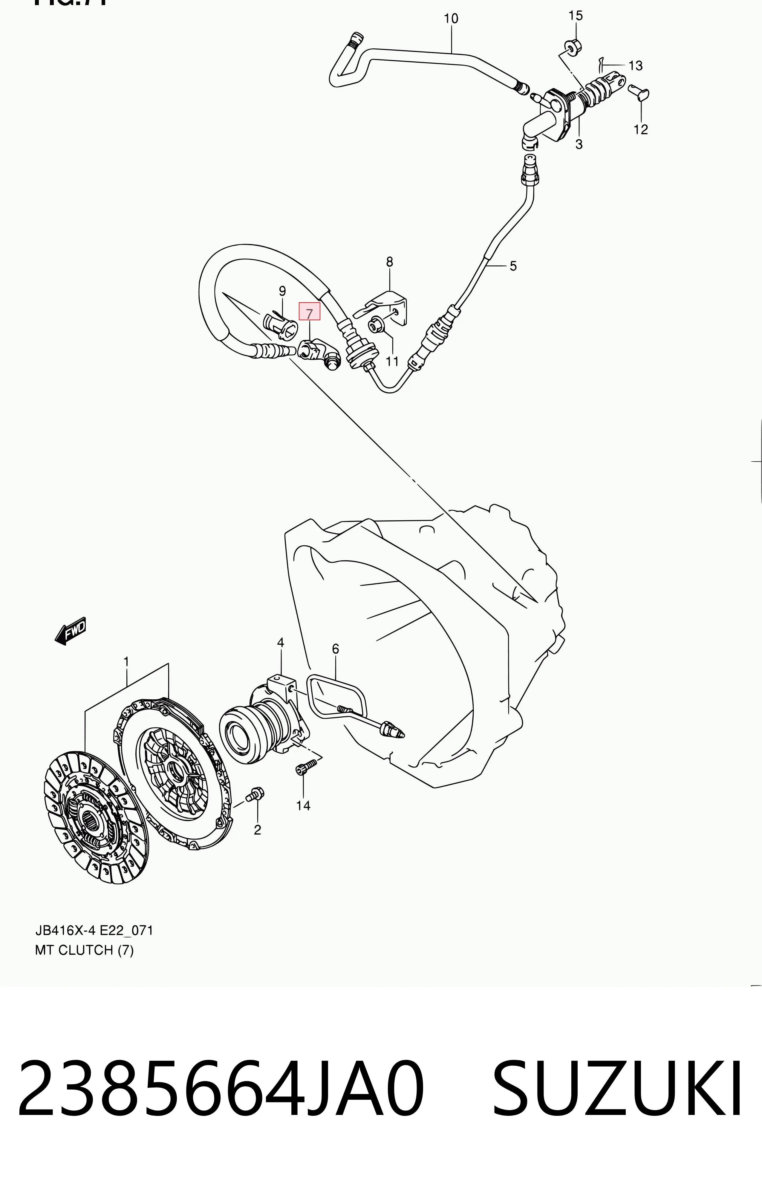 2385664JA0 Suzuki União em T de tubo de embraiagem