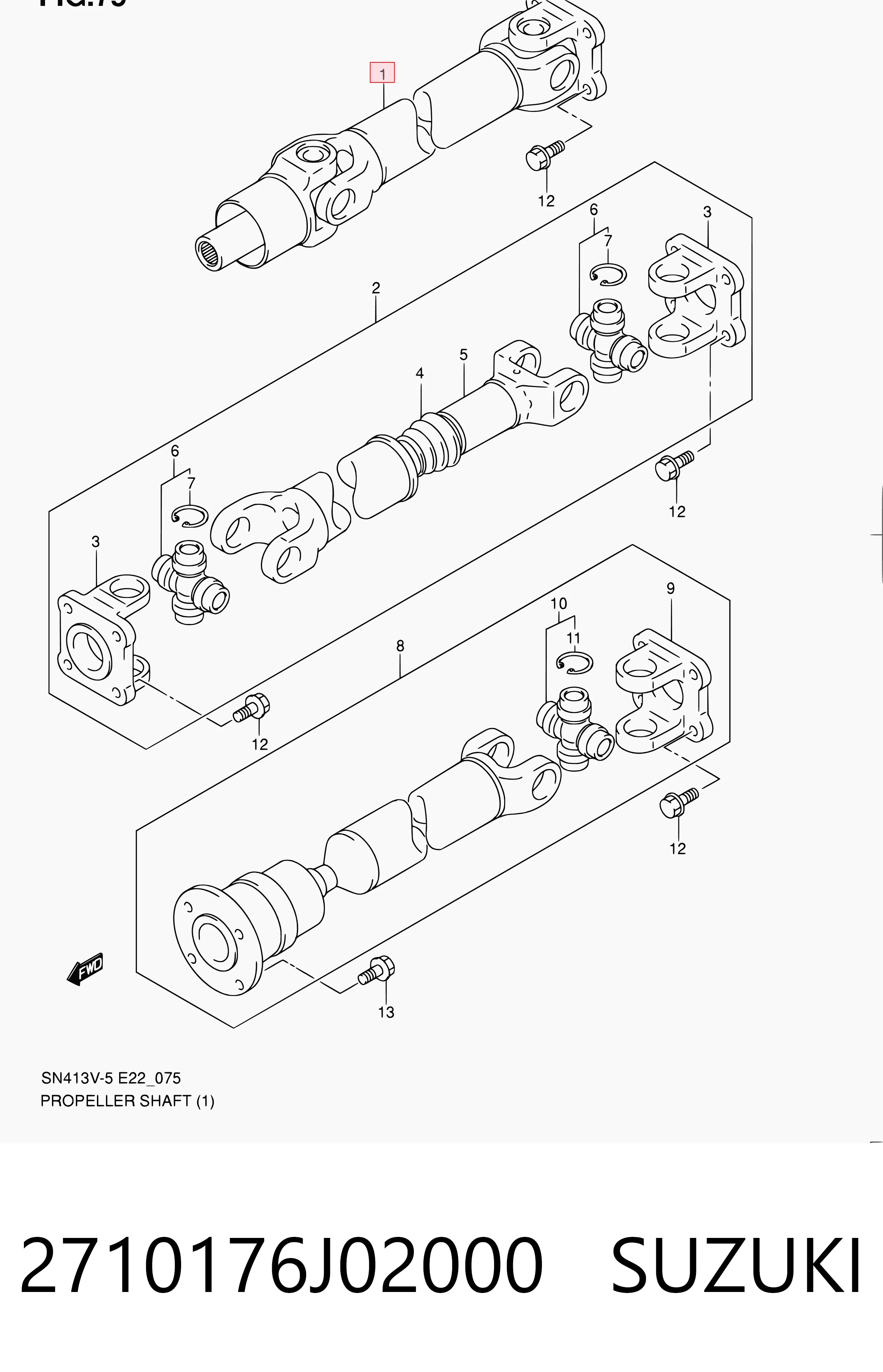  Junta universal até o eixo dianteiro Suzuki Jimny SUV (SN, JB) (1998 - 2018) 