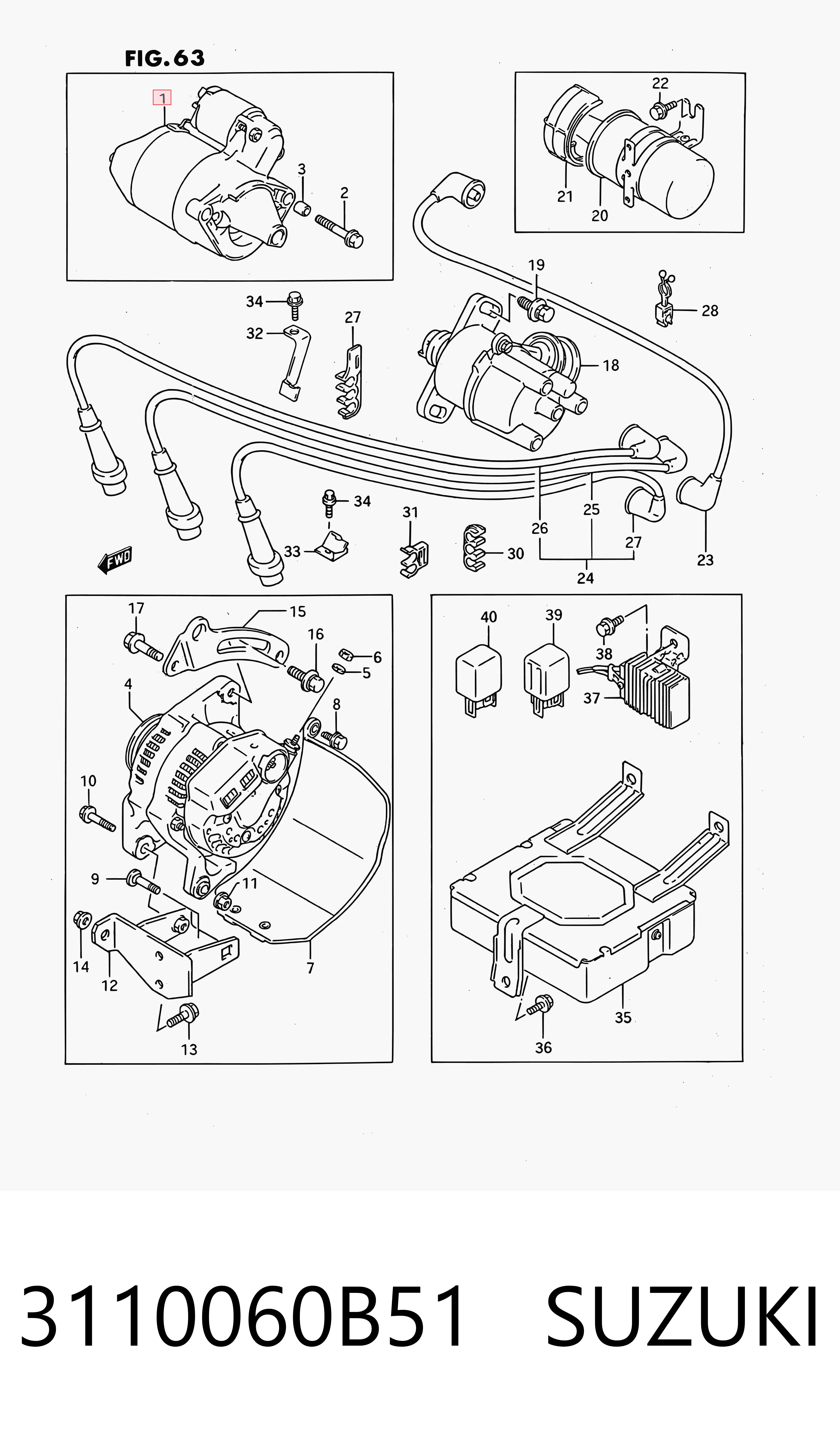 3110060B51 Suzuki Motor de arranco