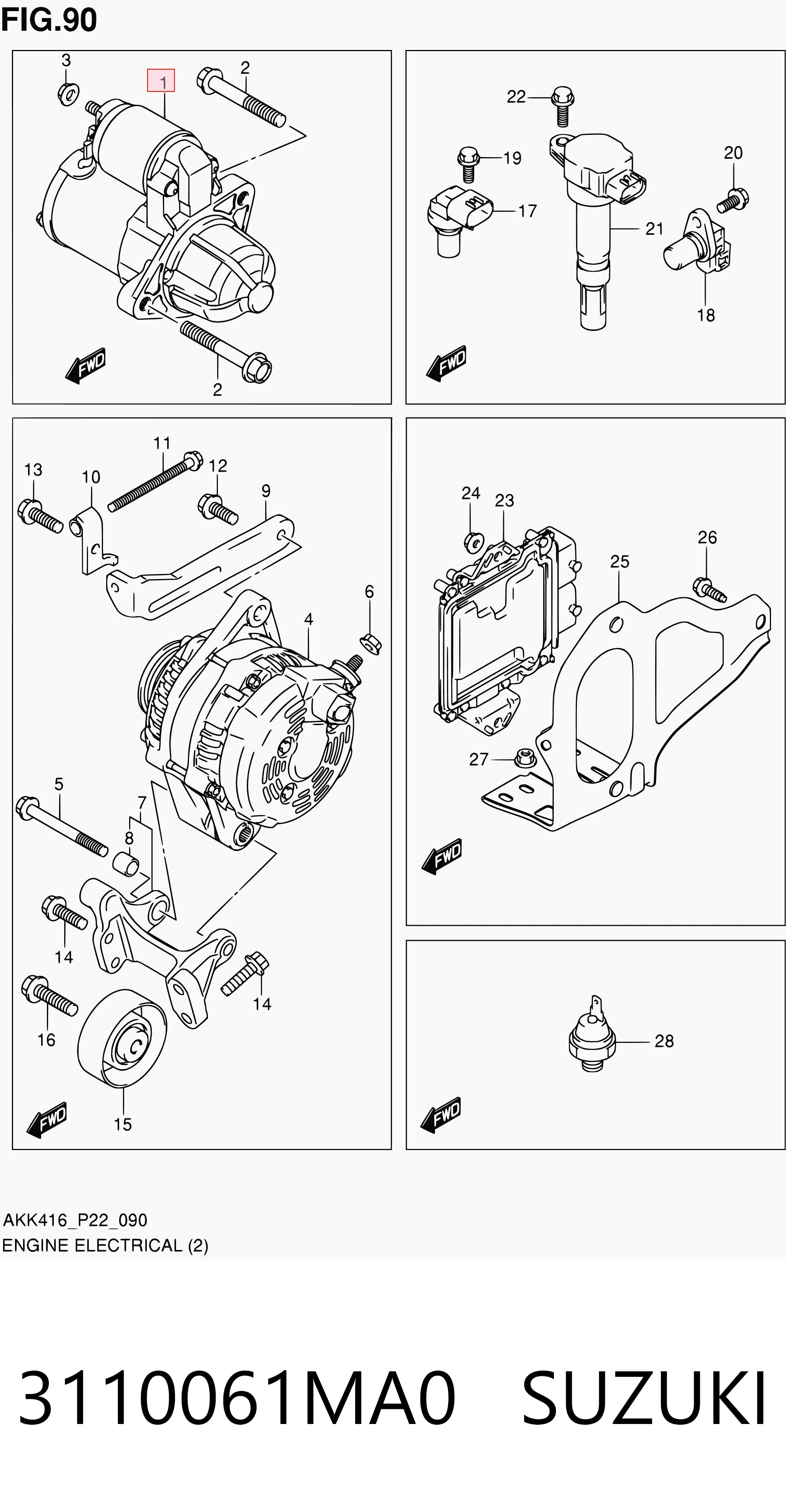 3110061MA0 Suzuki Motor de arranco