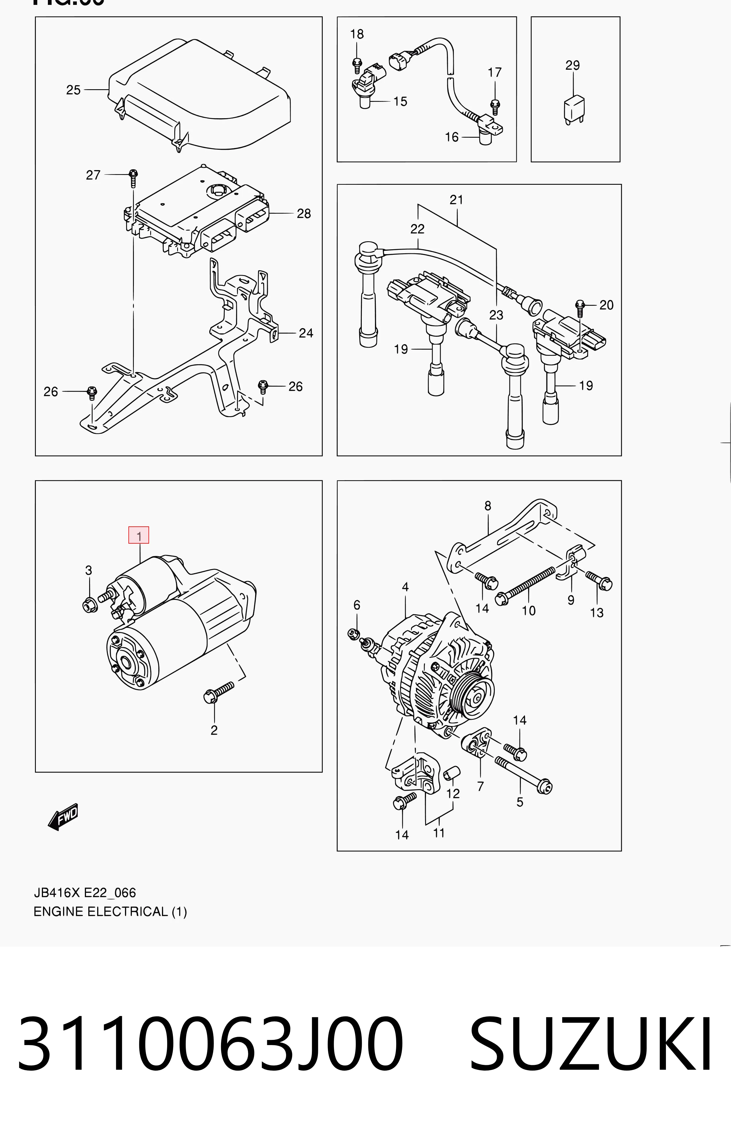 3110063J00 Suzuki Motor de arranco