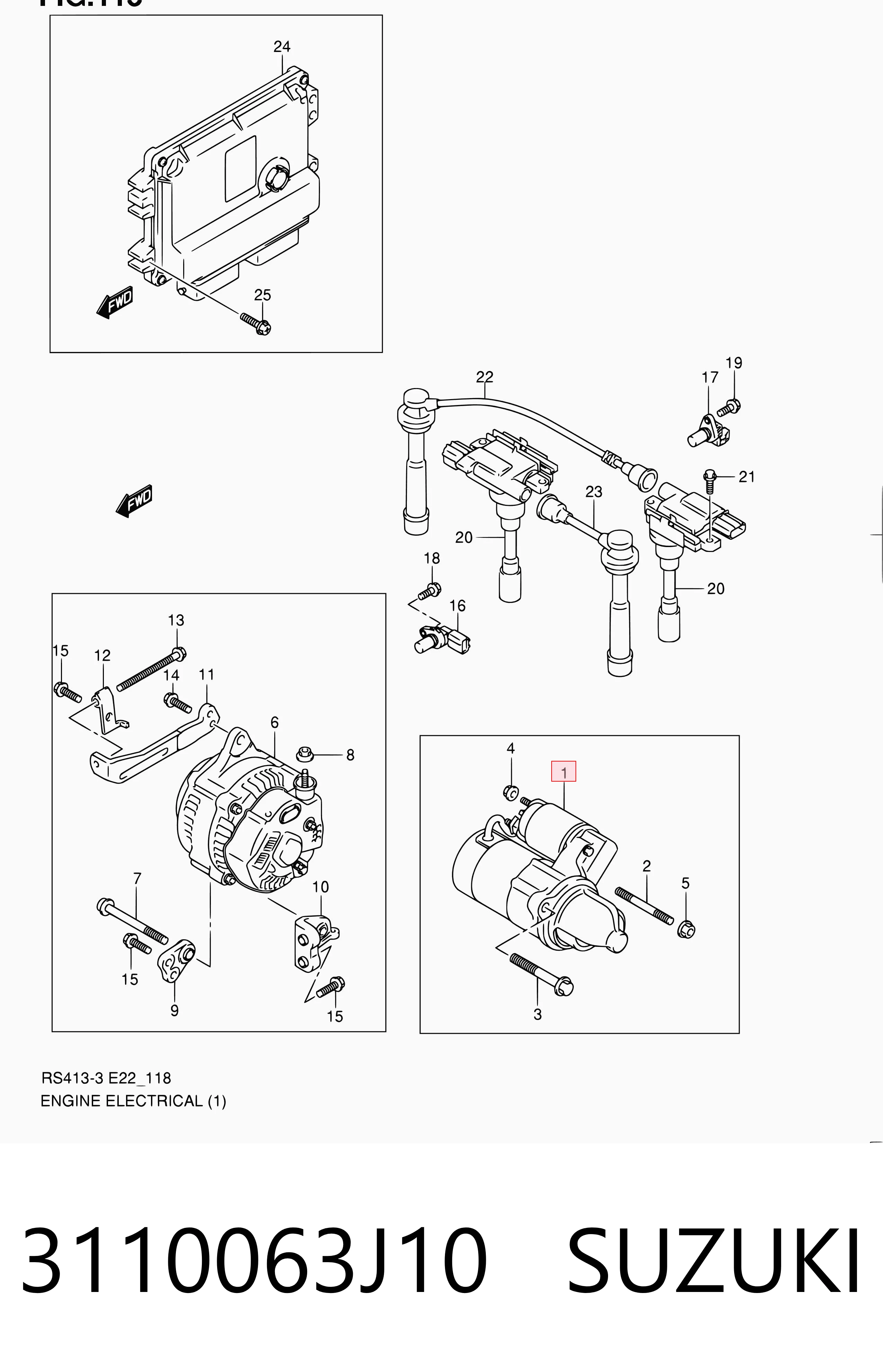 3110063J10 Suzuki Motor de arranco