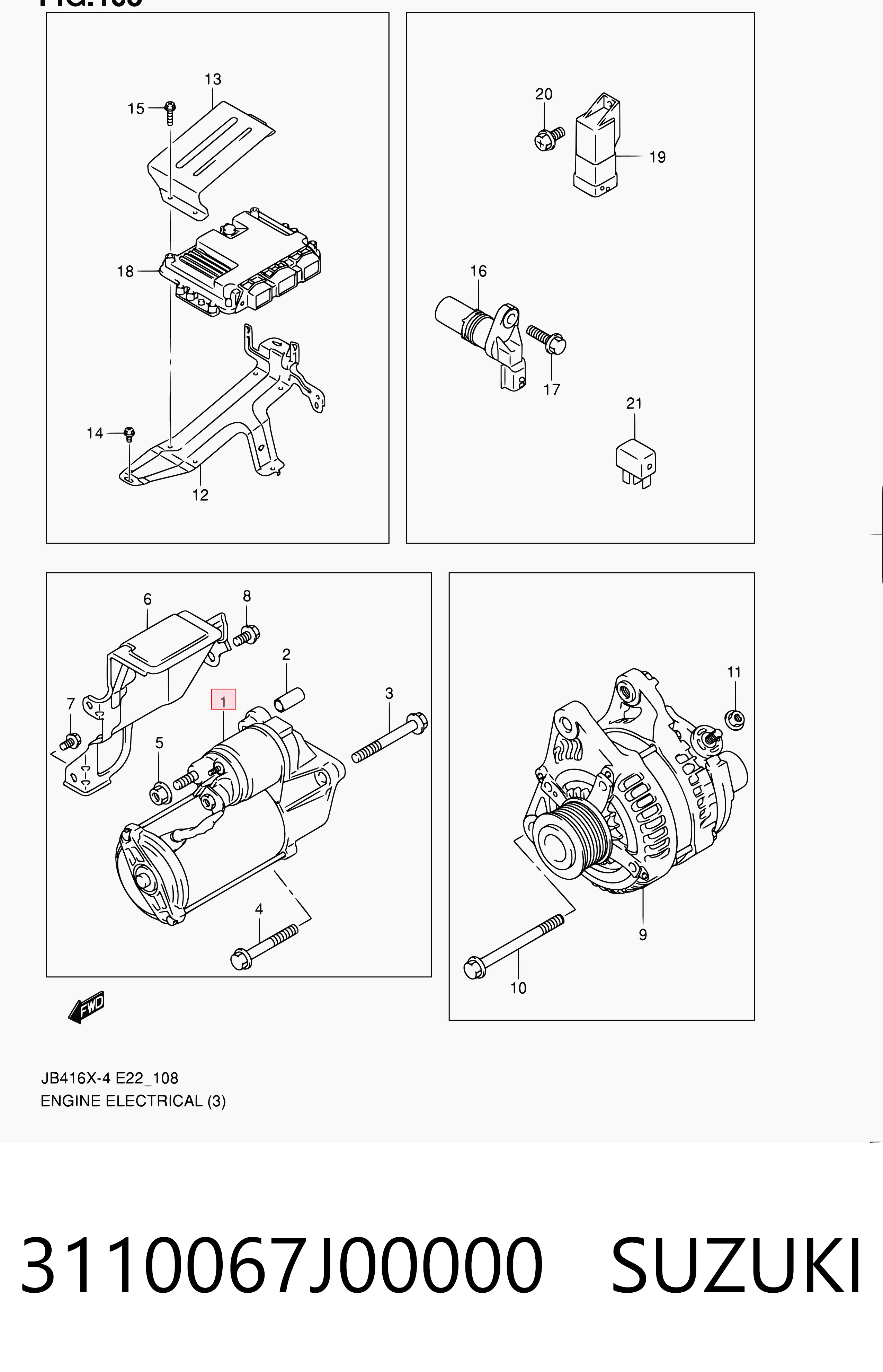 3110067J00000 Suzuki Motor de arranco