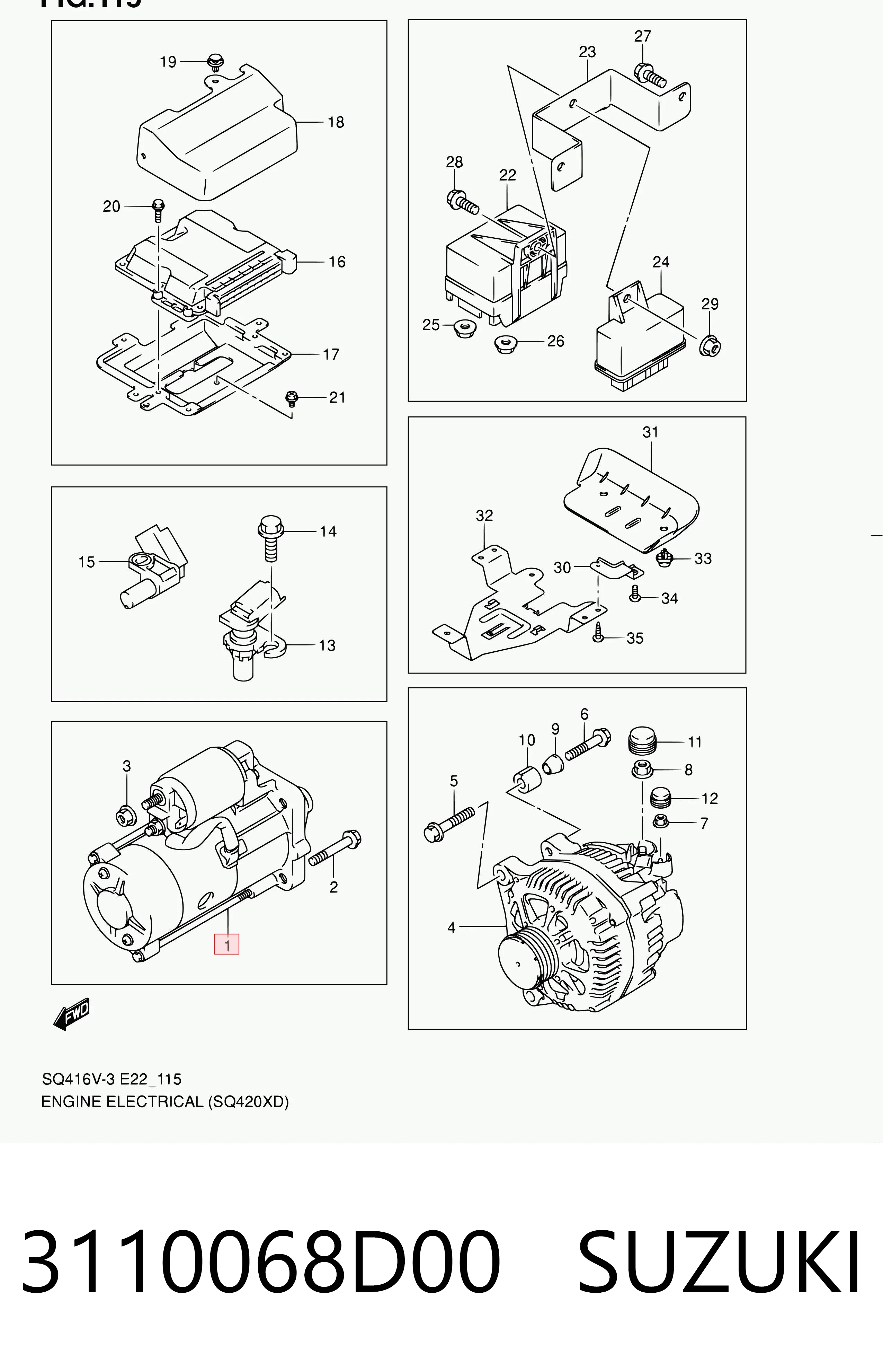 3110068D00 Suzuki Motor de arranco