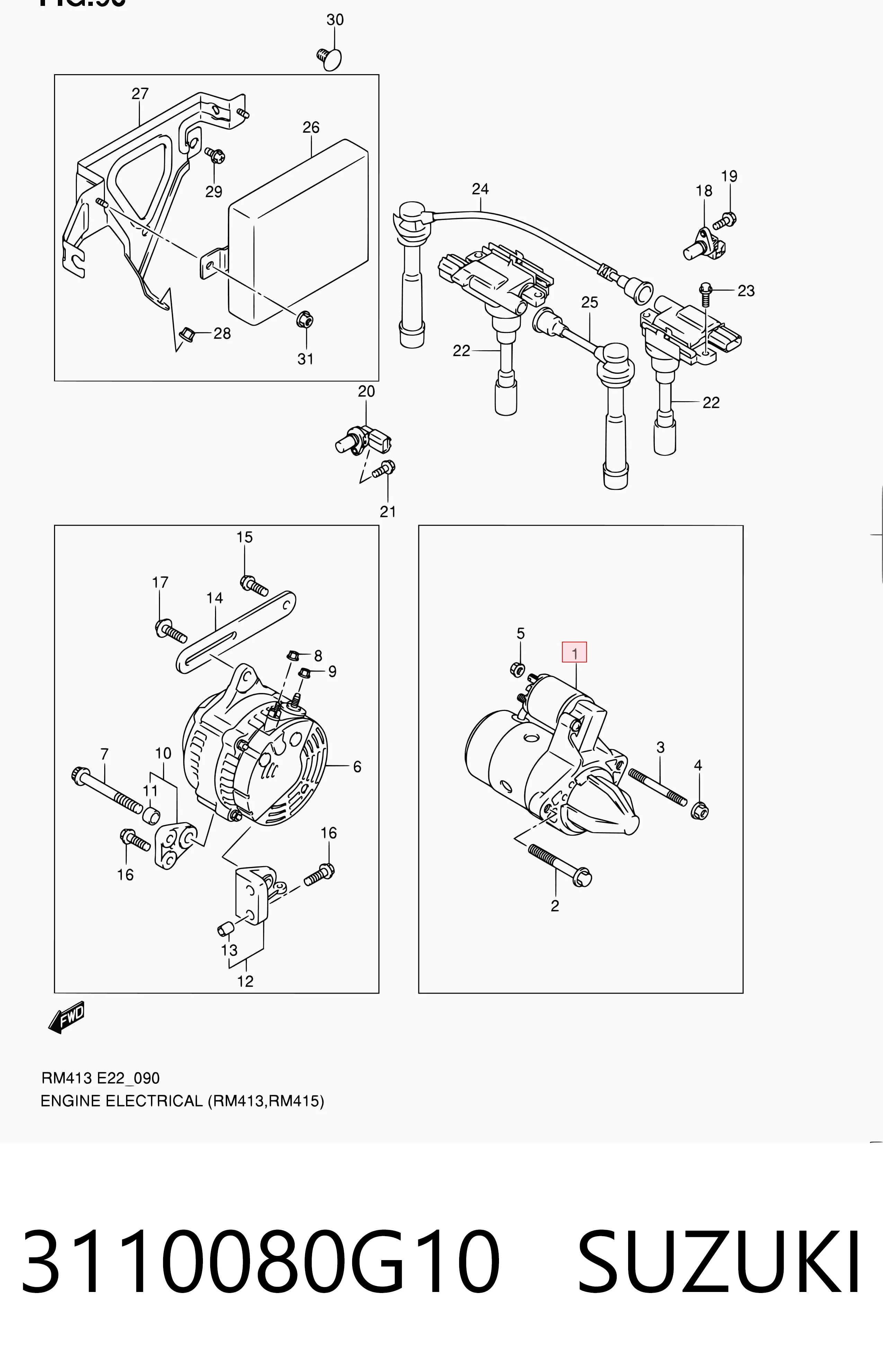 3110080G10 Suzuki Motor de arranco