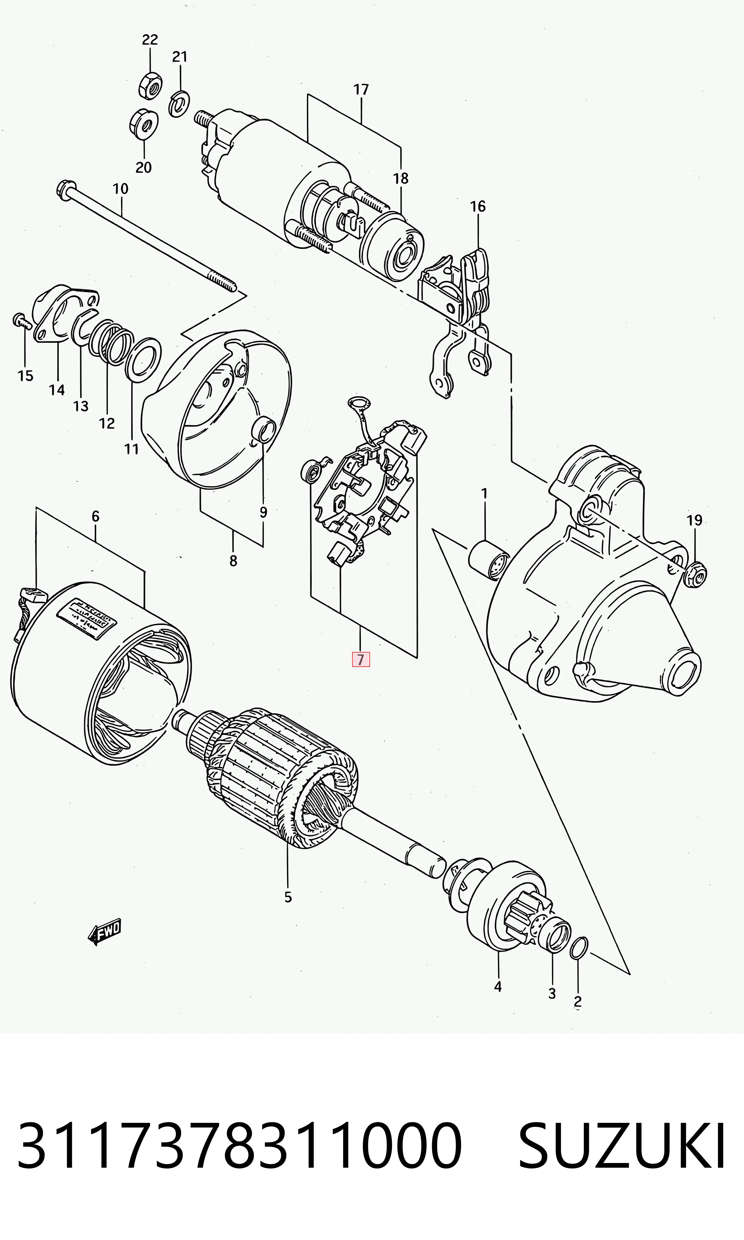  Escova do motor de arranco Toyota Tercel carrinha (AL25) (1982 - 1988) 