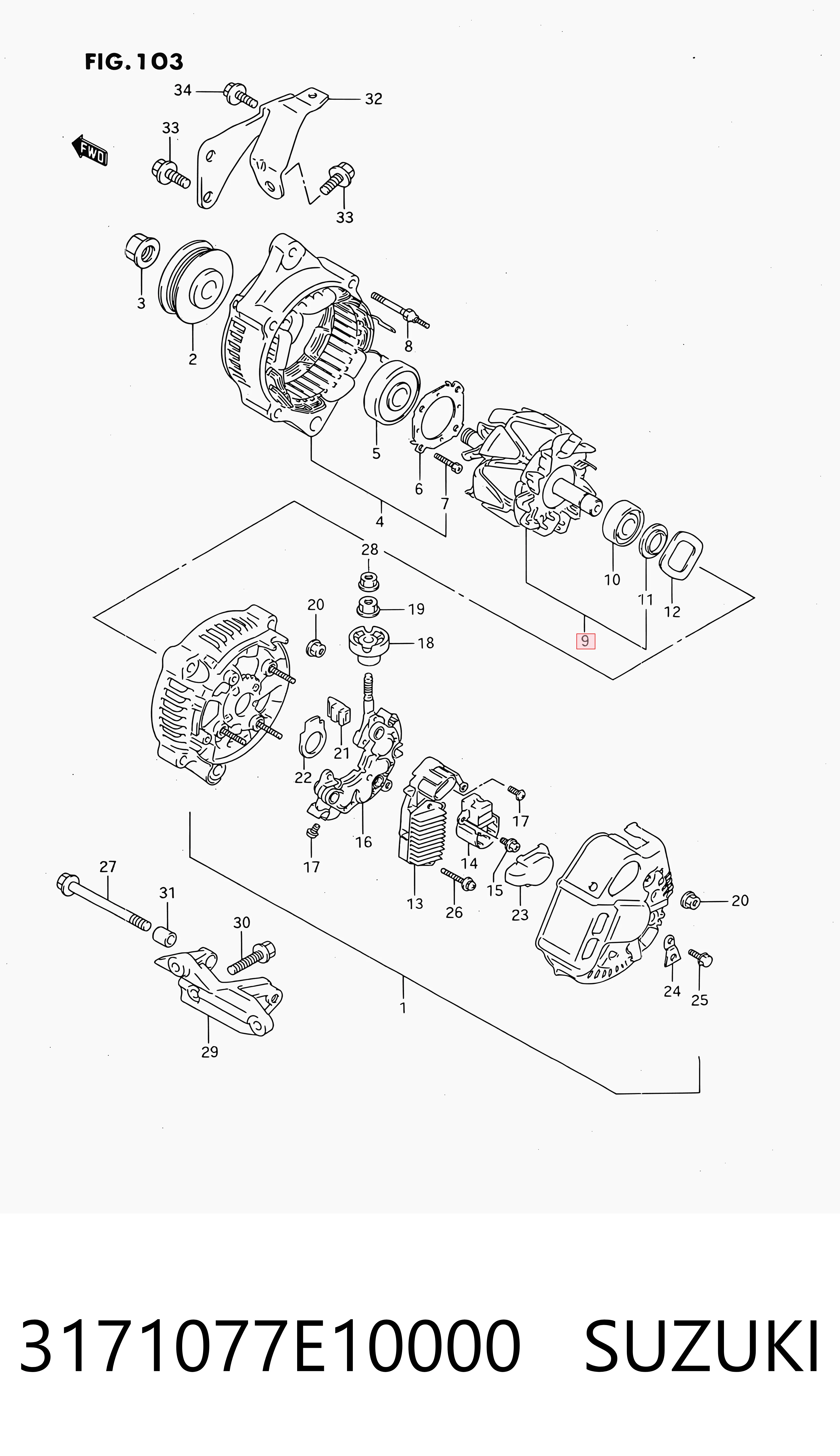 Induzido (rotor) do gerador para Toyota Corolla E12