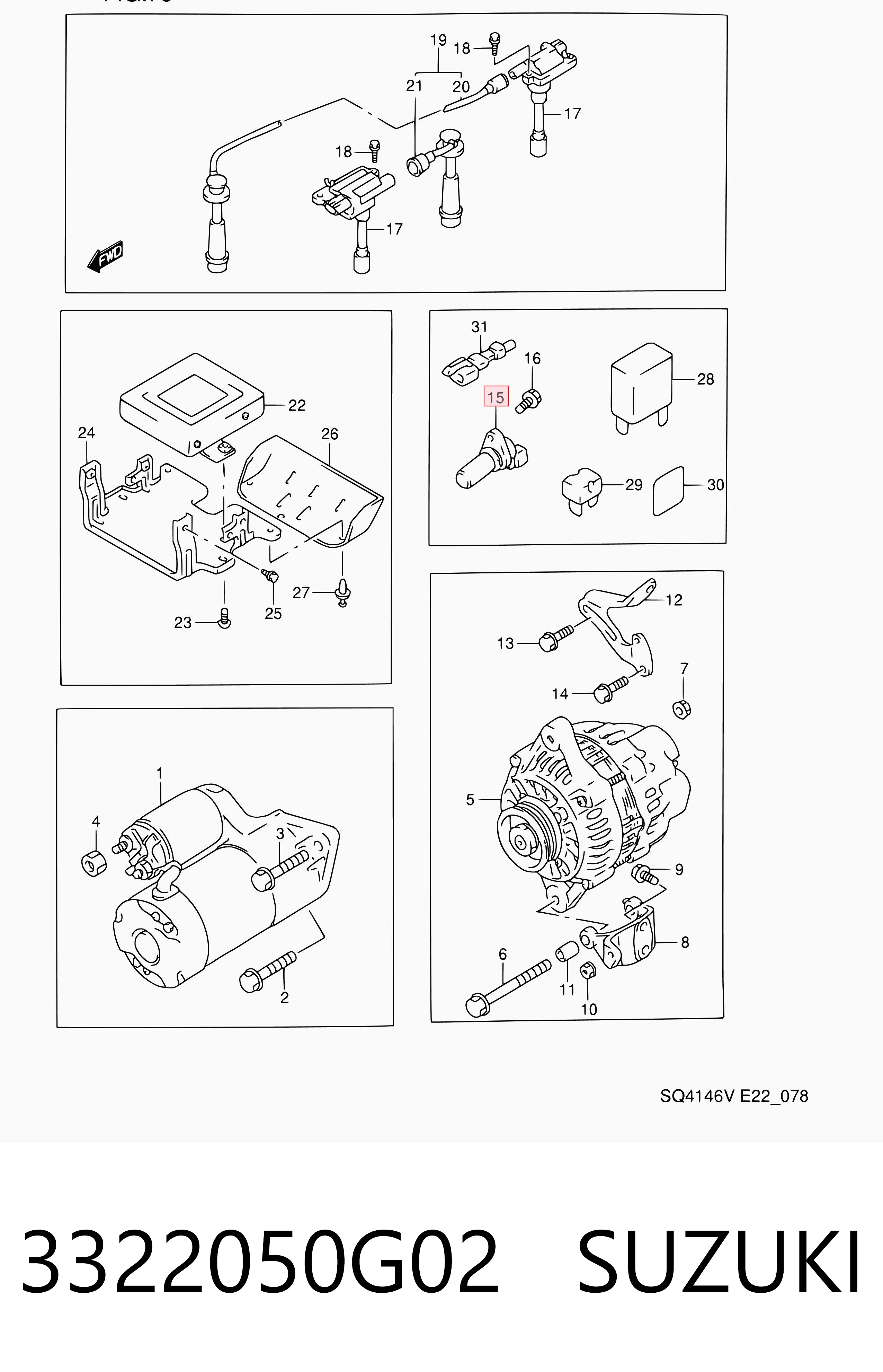 3322050G02 Suzuki Sensor de posição da árvore distribuidora