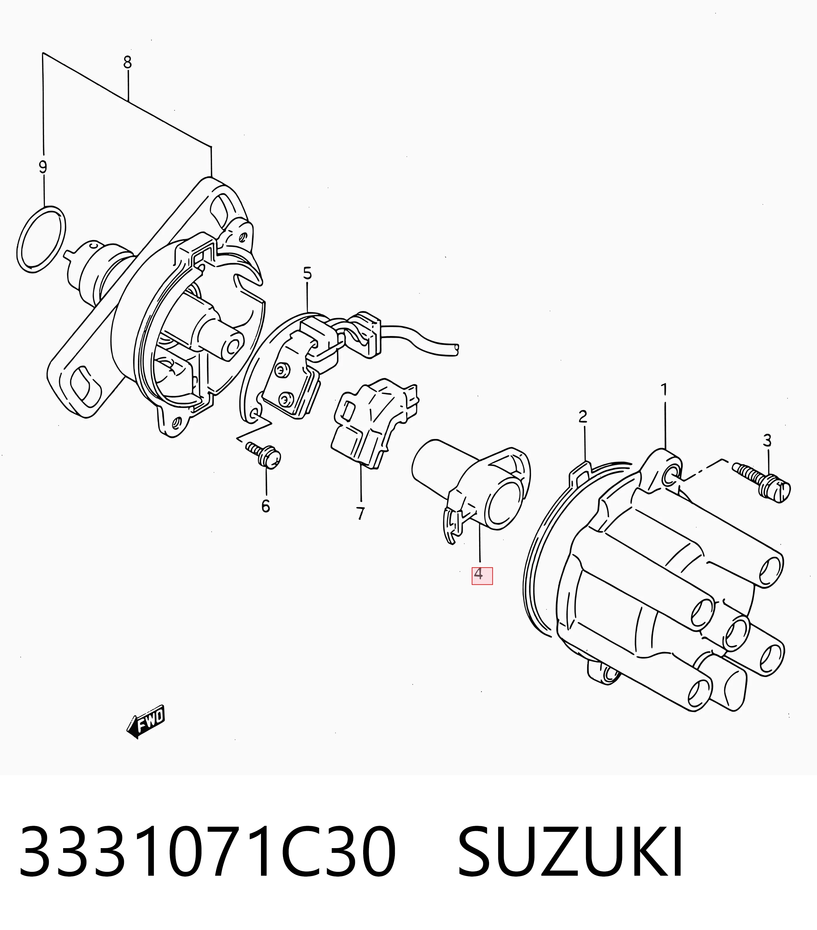 3331071C30 Suzuki Slider (rotor) de distribuidor de ignição, distribuidor