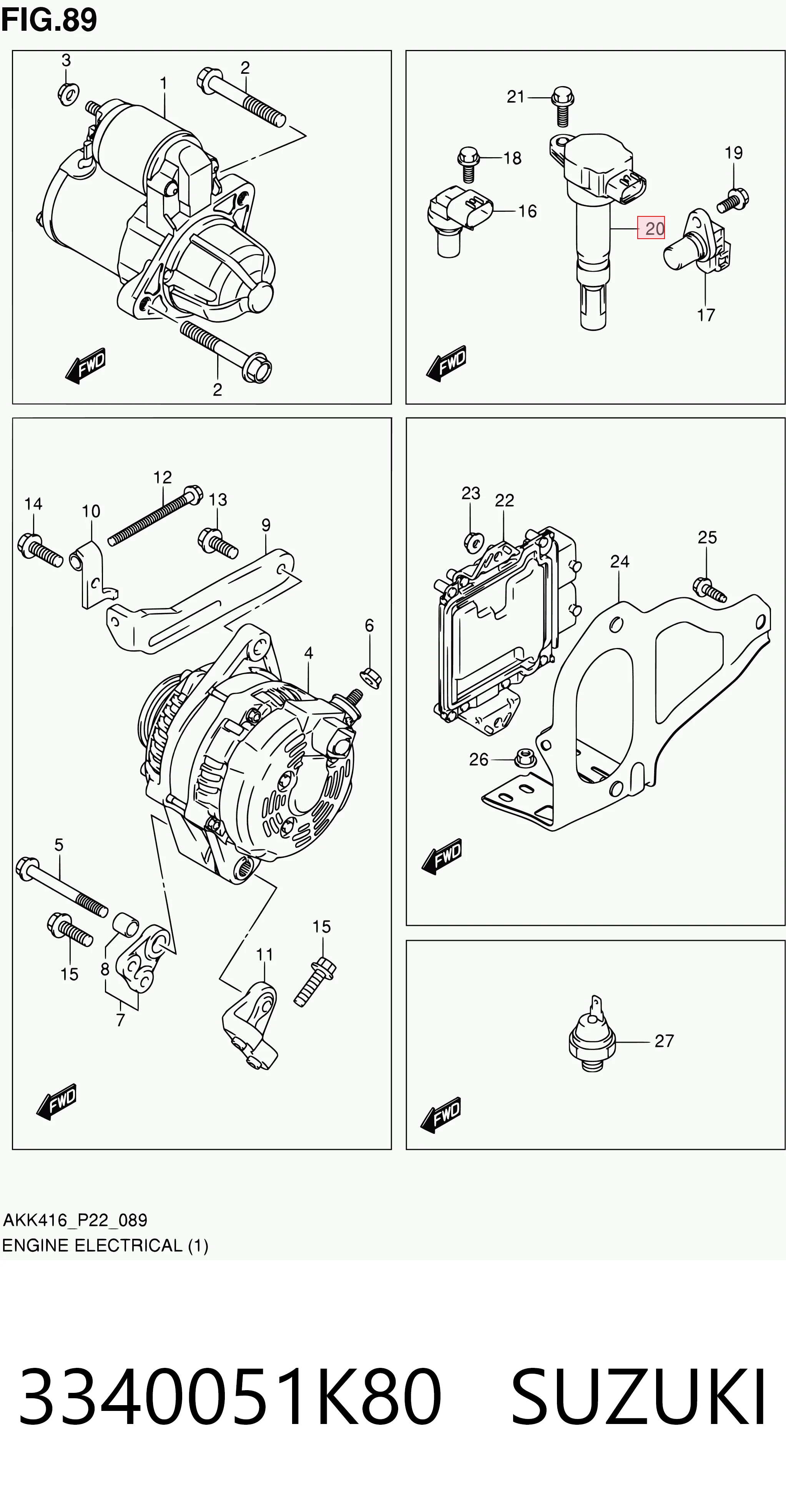 3340051K80 Suzuki Bobina de ignição