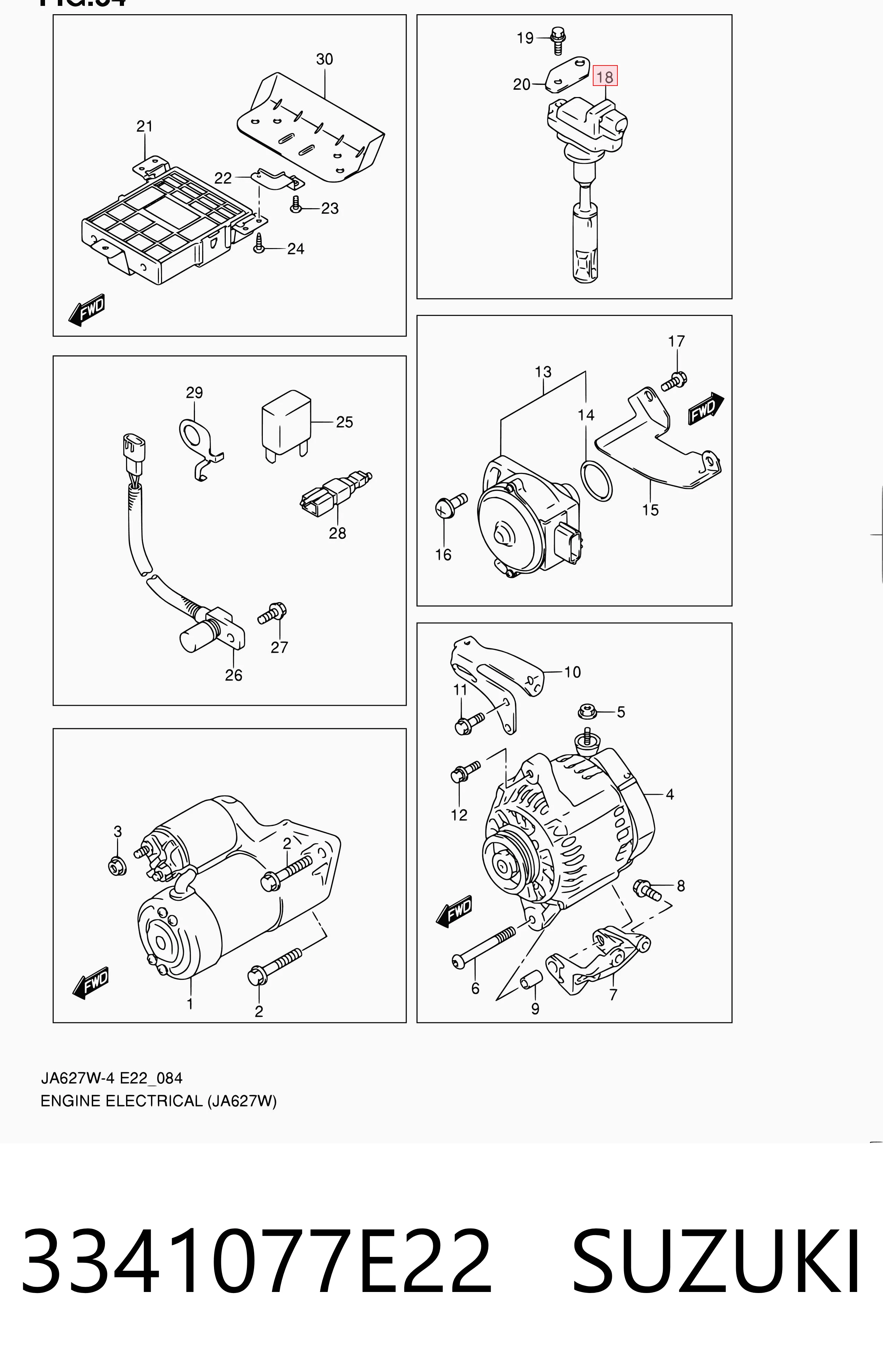 3341077E22 Suzuki Bobina de ignição
