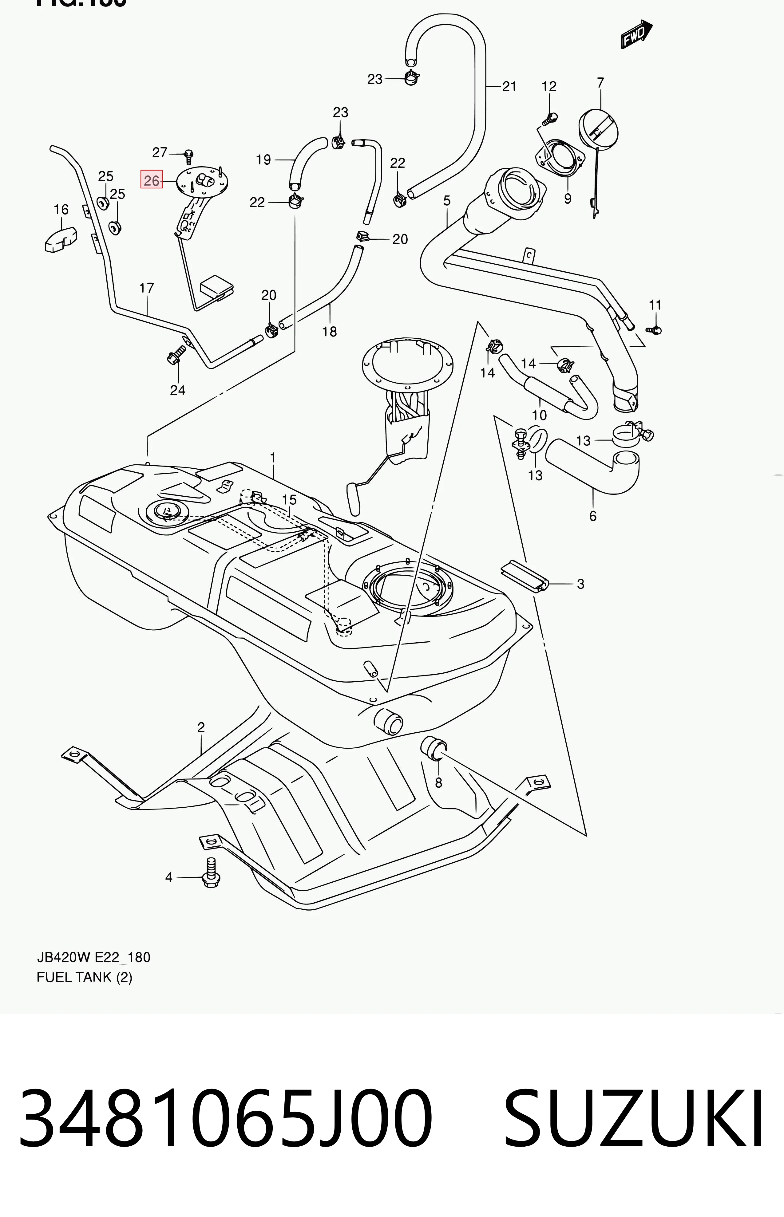 3481065J00 Suzuki Sensor do nível de combustível no tanque