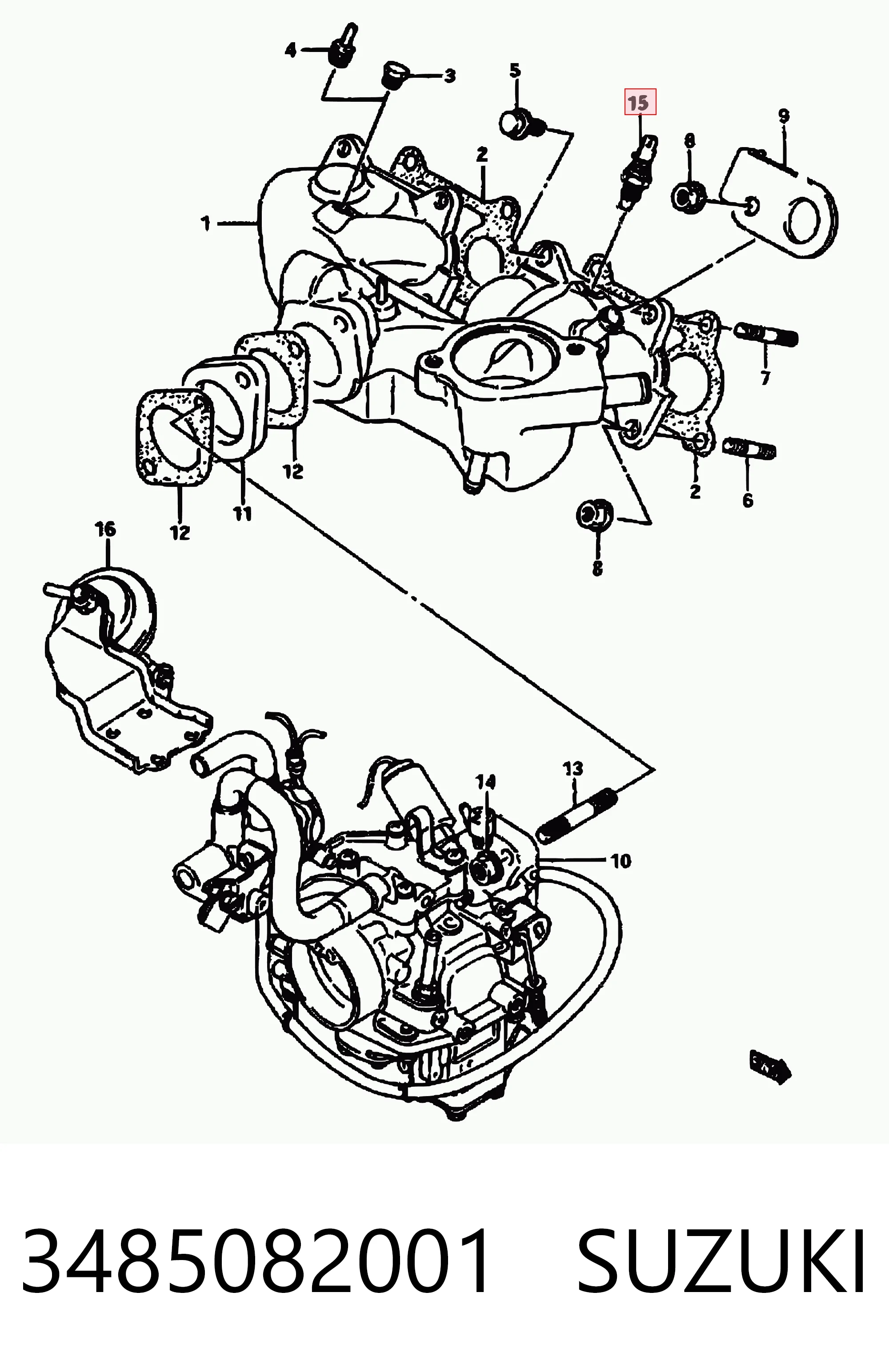 3485082001 Suzuki Sensor de temperatura do fluido de esfriamento