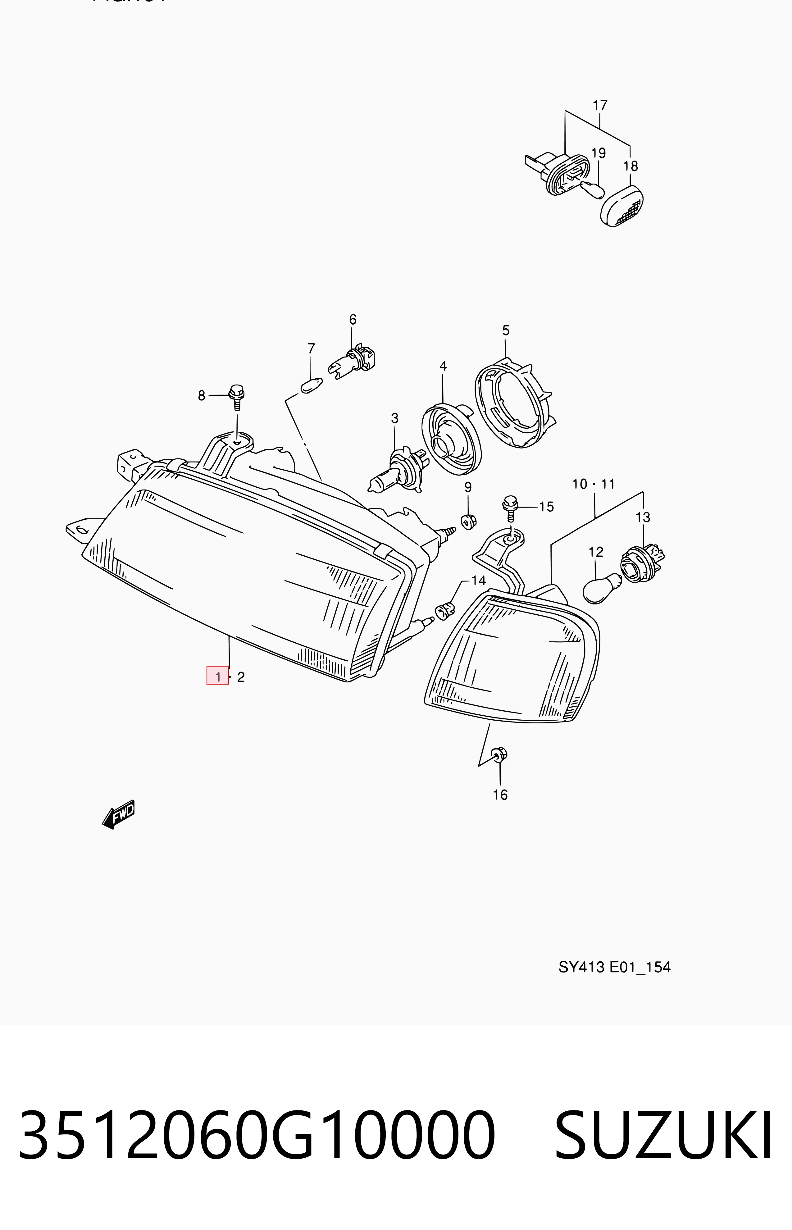 Luz direita para Suzuki Baleno  EG