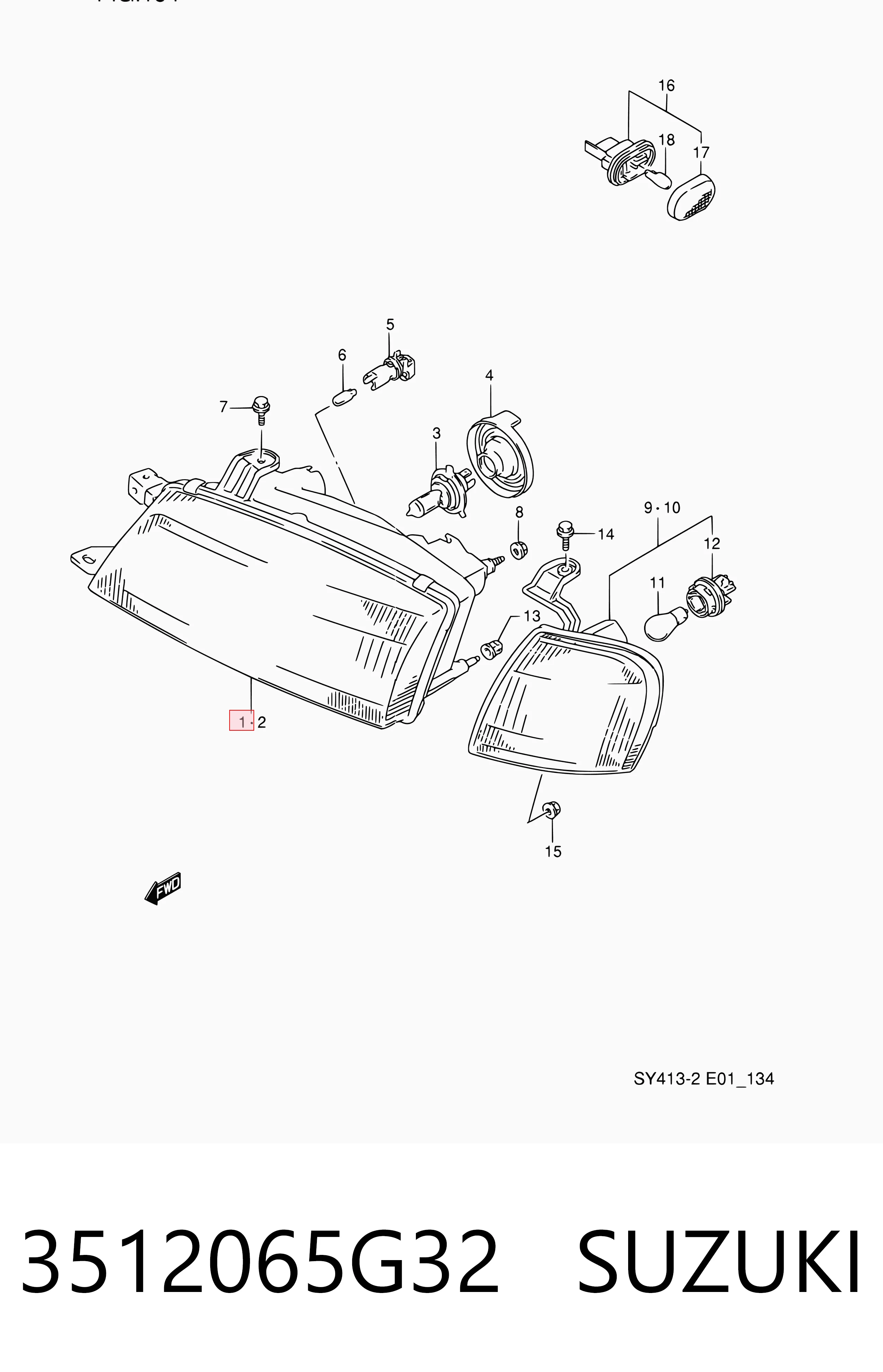 Luz direita para Suzuki Baleno  EG