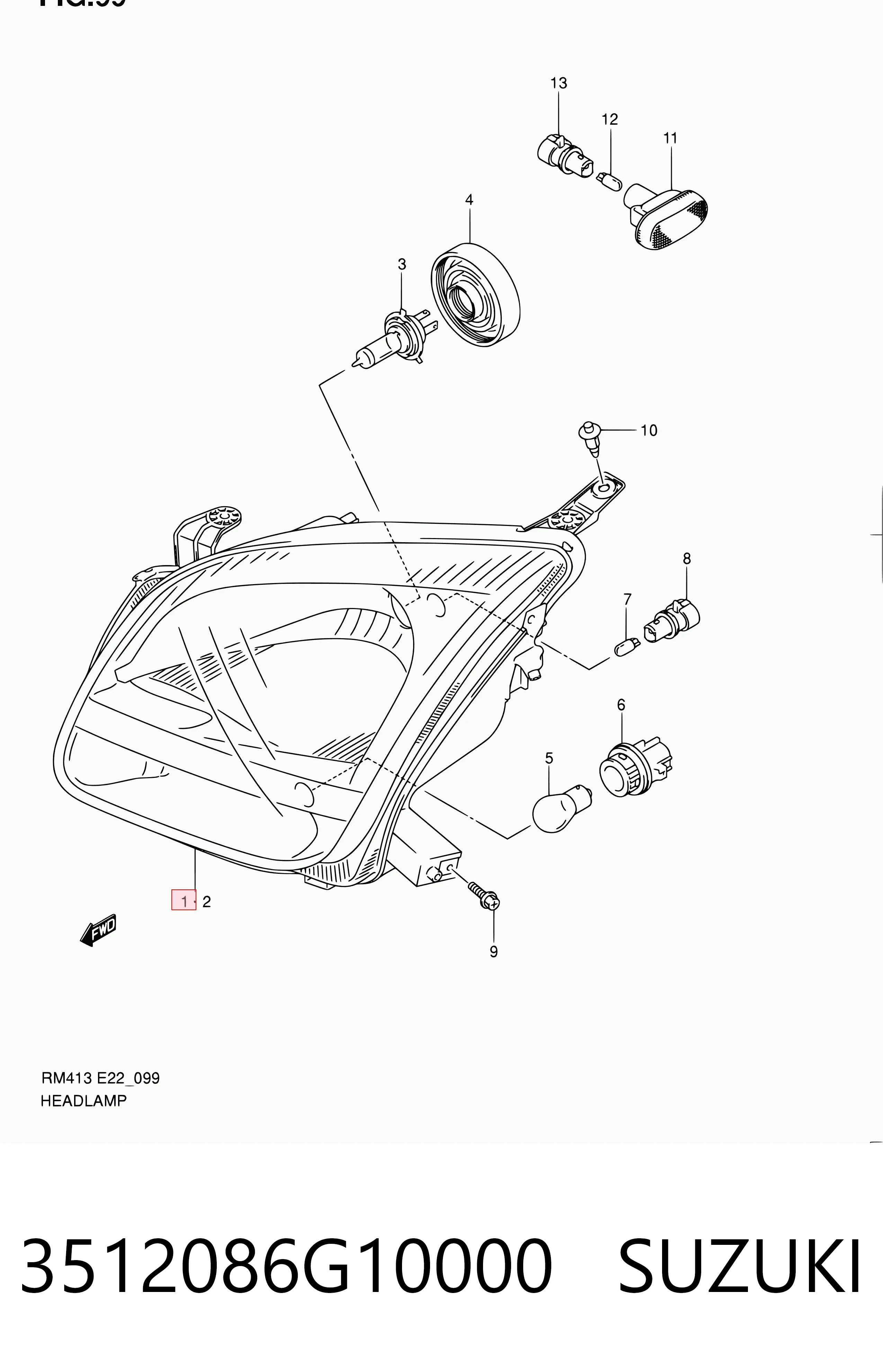  Luz direita Suzuki Ignis II hatchback (FH) (2003 - 2026) II