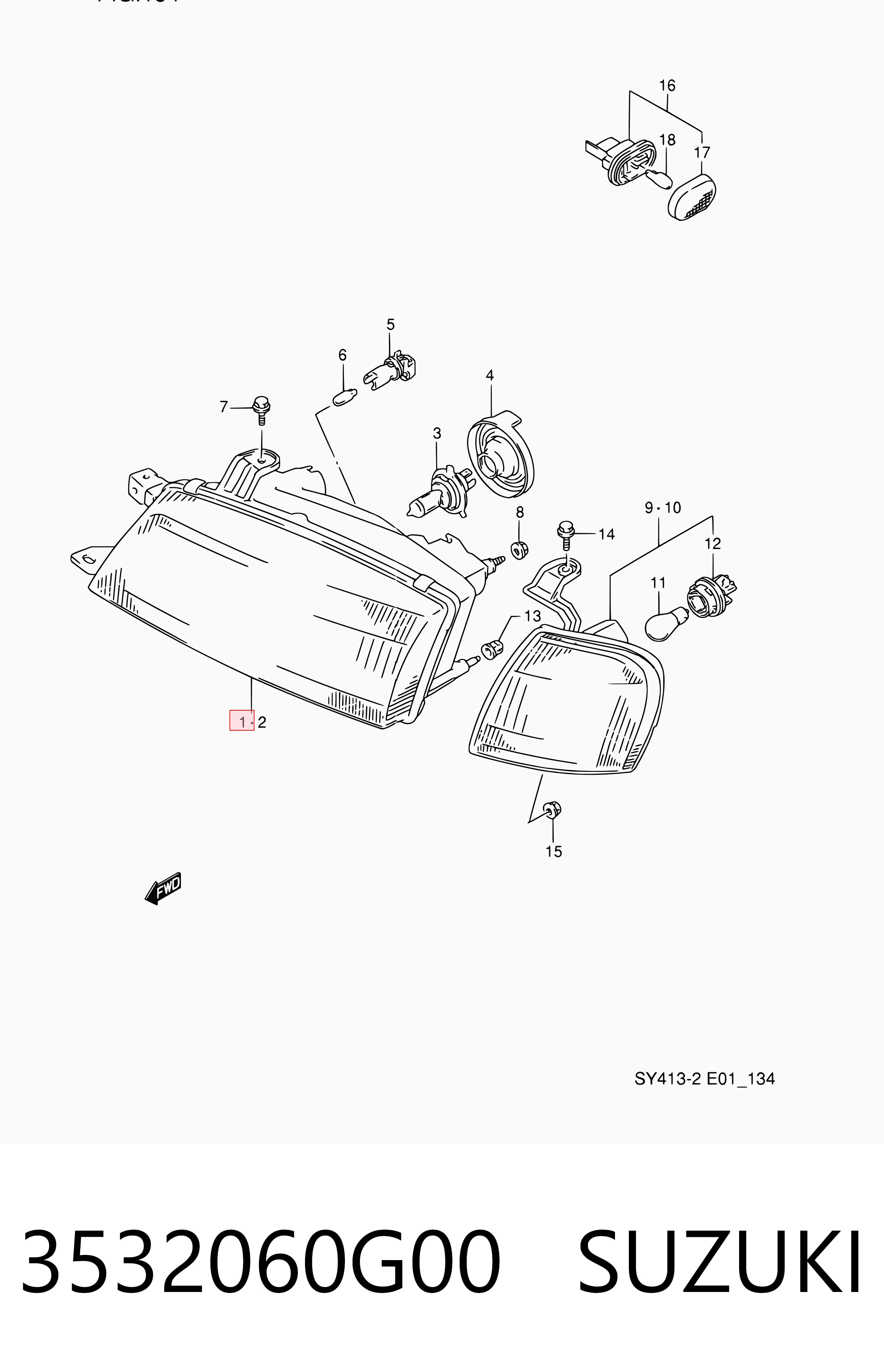 Luz direita Suzuki Baleno  EG