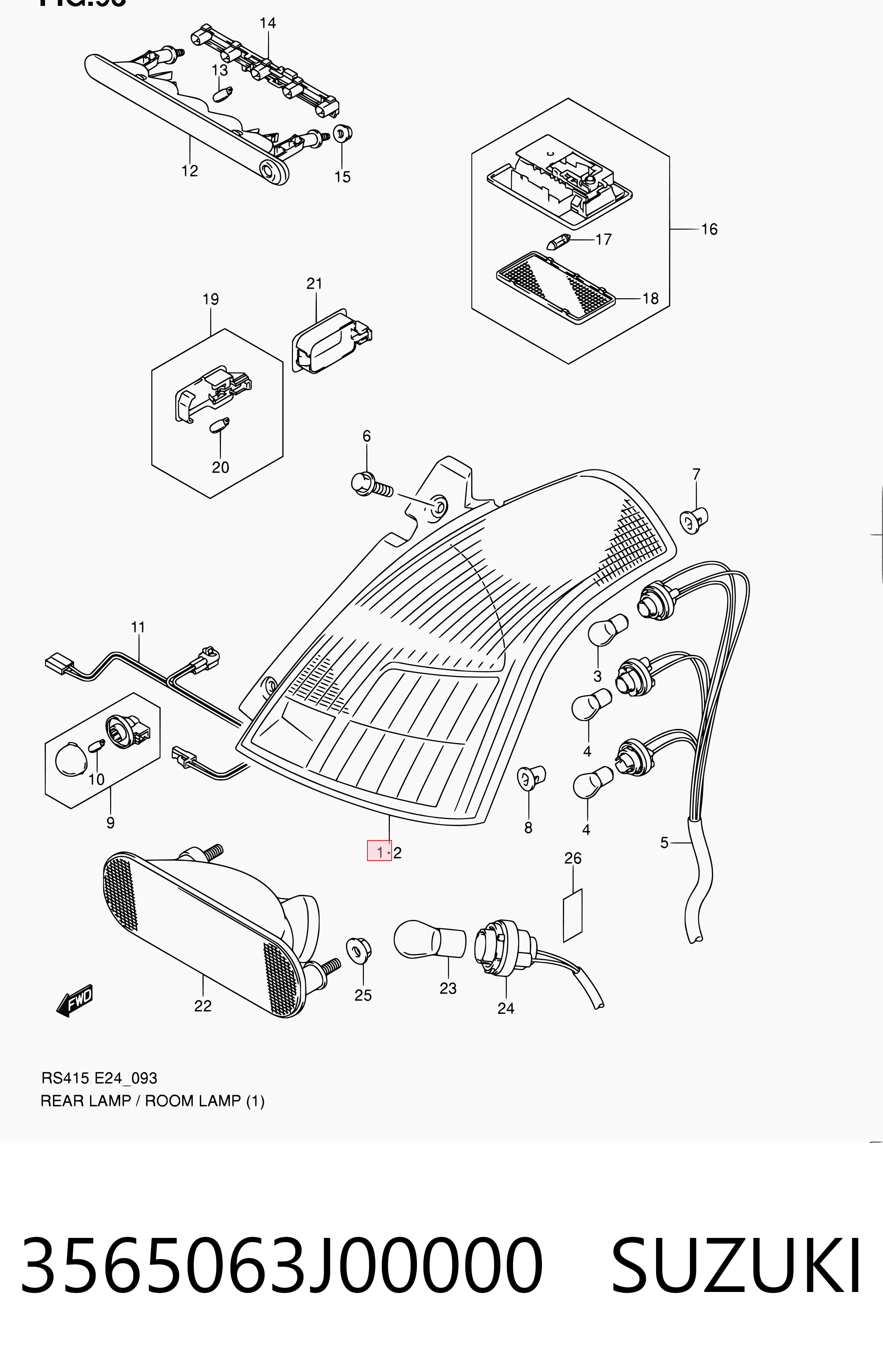 Lanterna traseira direita para Suzuki Swift III RS