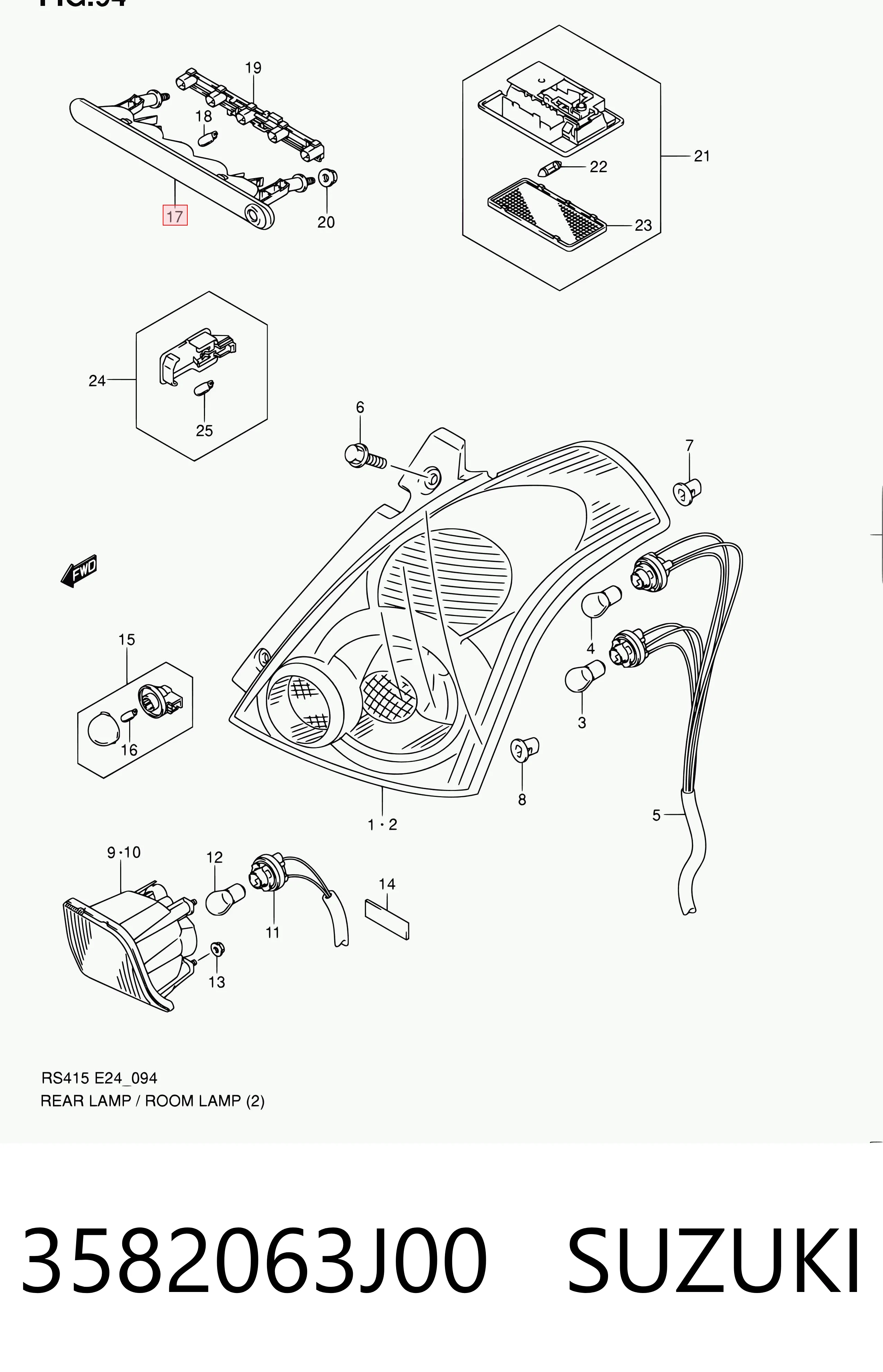 Sinal de parada traseiro adicional para Suzuki Swift III RS