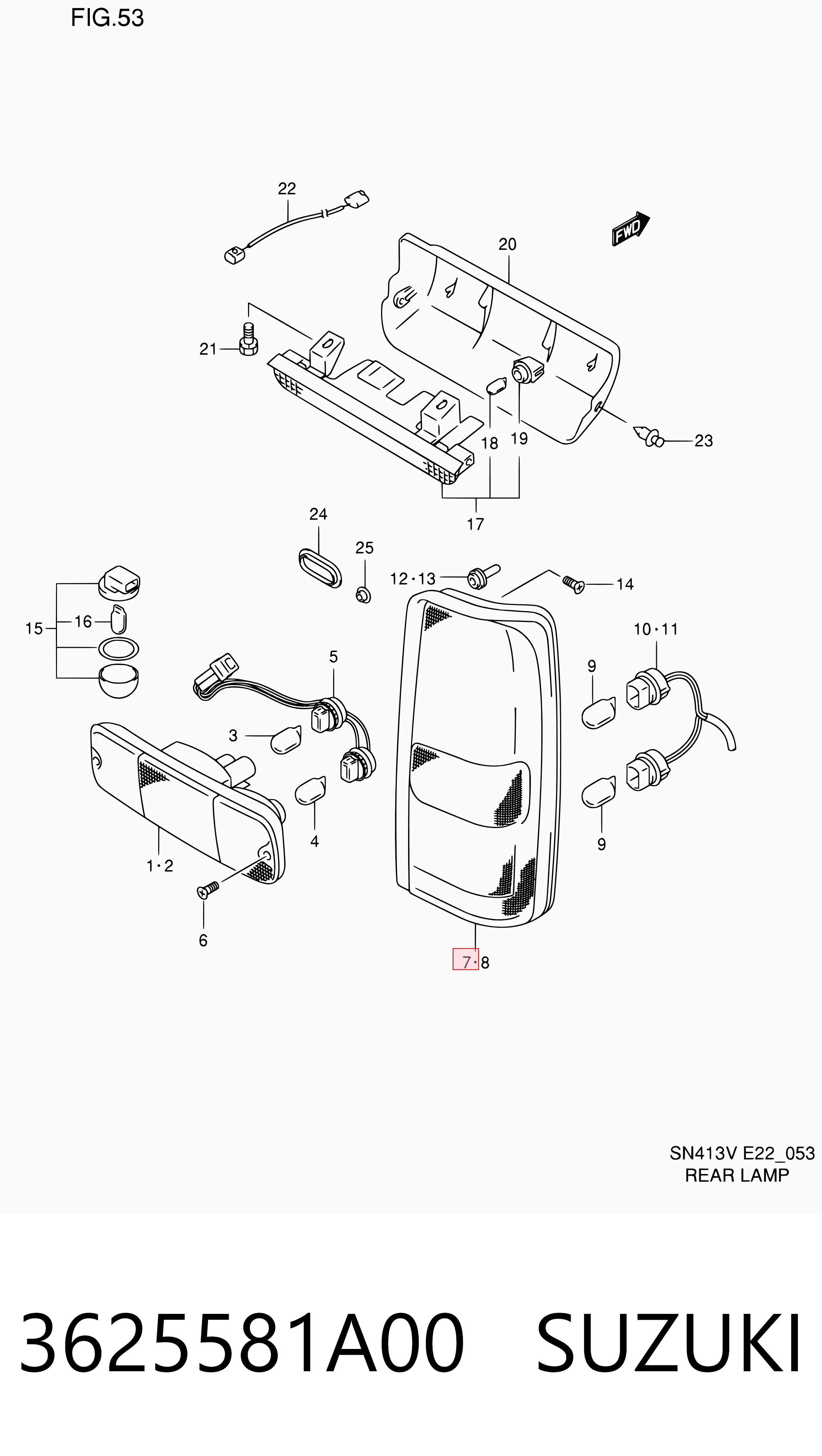 Lanterna traseira direita para Suzuki Jimny  SN, JB