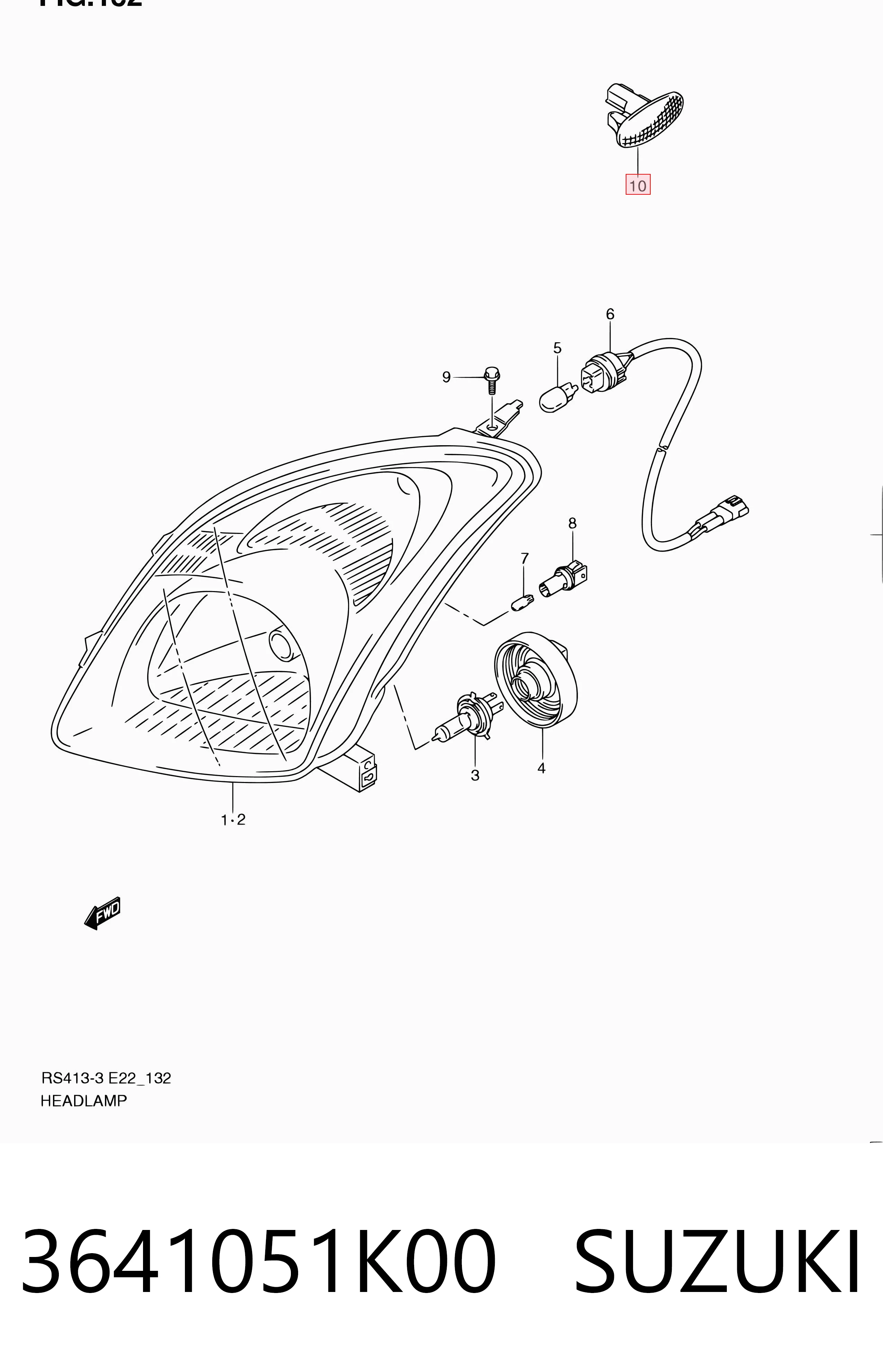 3641051K00 Suzuki Luz intermitente no pára-lama