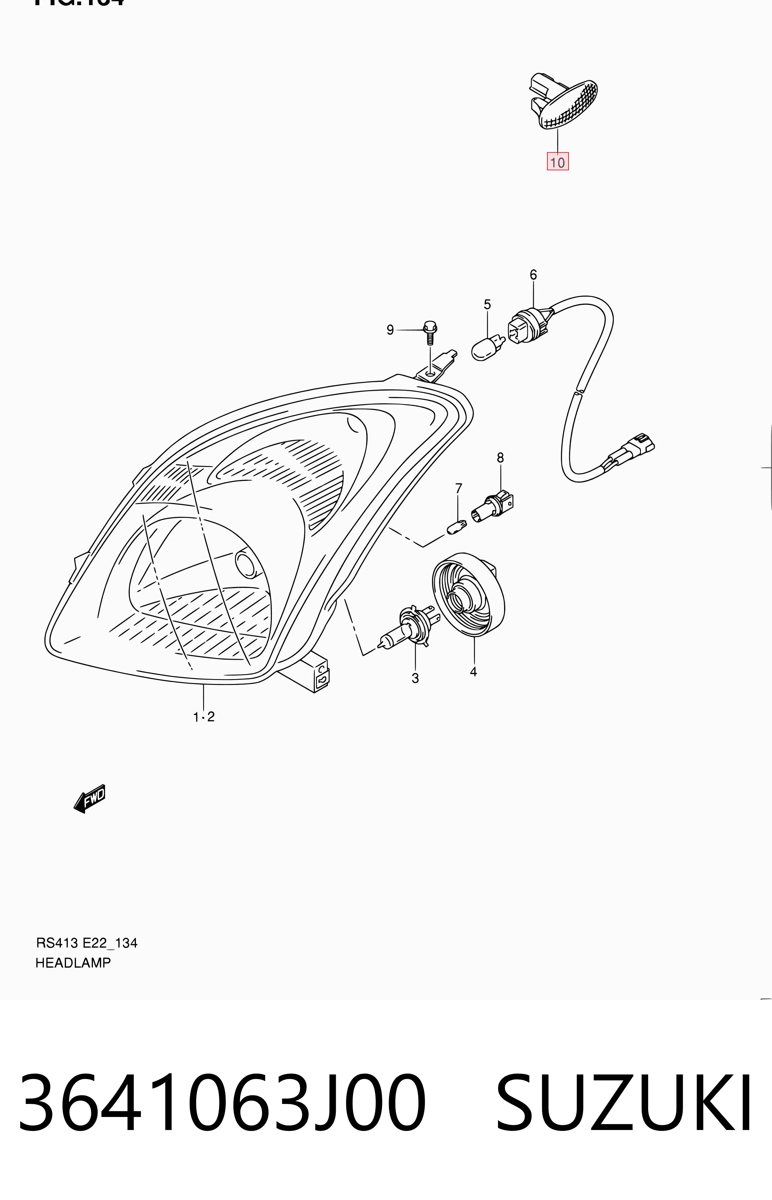 3641063J00 Suzuki Luz intermitente no pára-lama