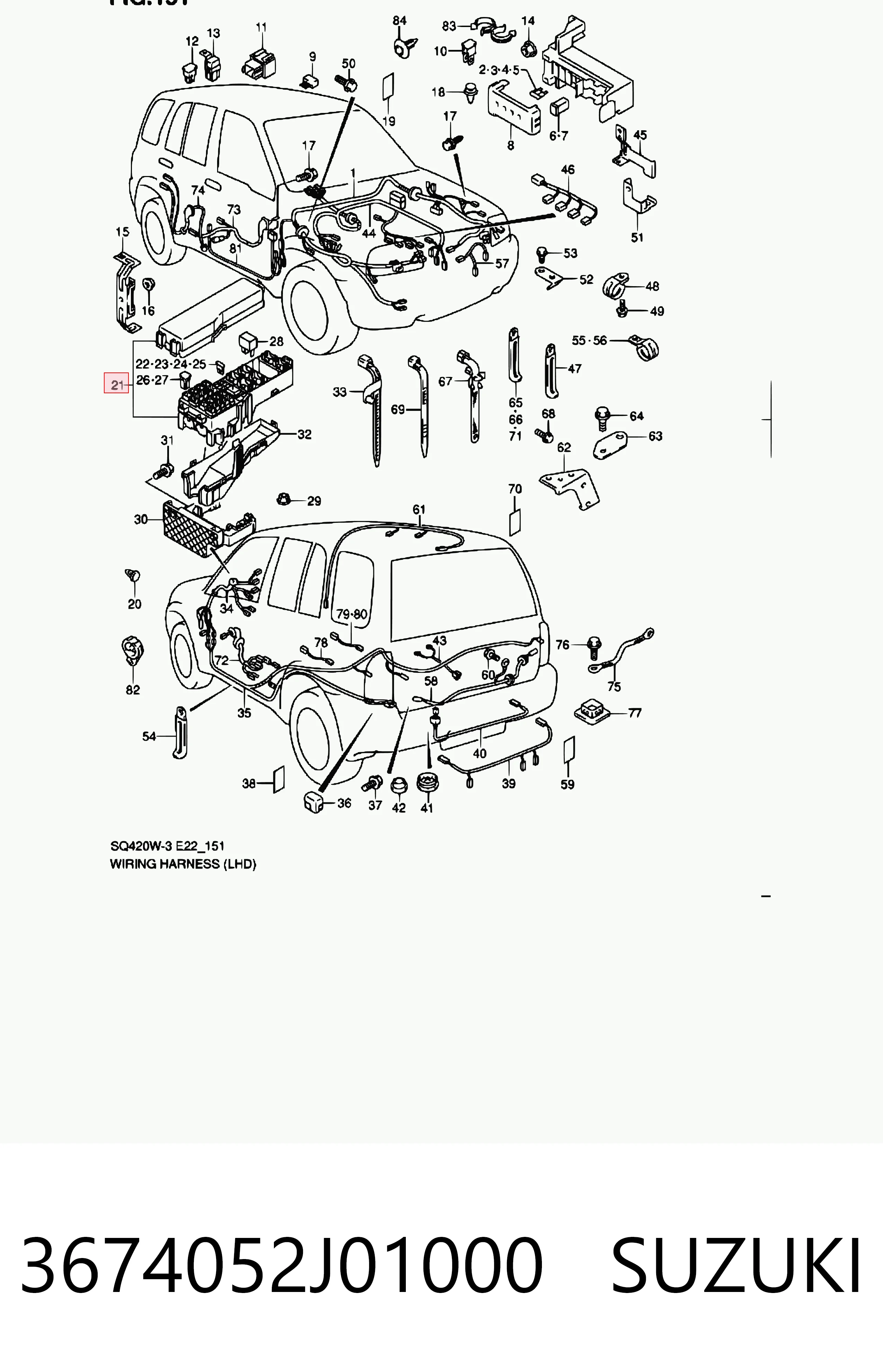 Unidade de dispositivos de segurança para Suzuki Grand Vitara FT, HT