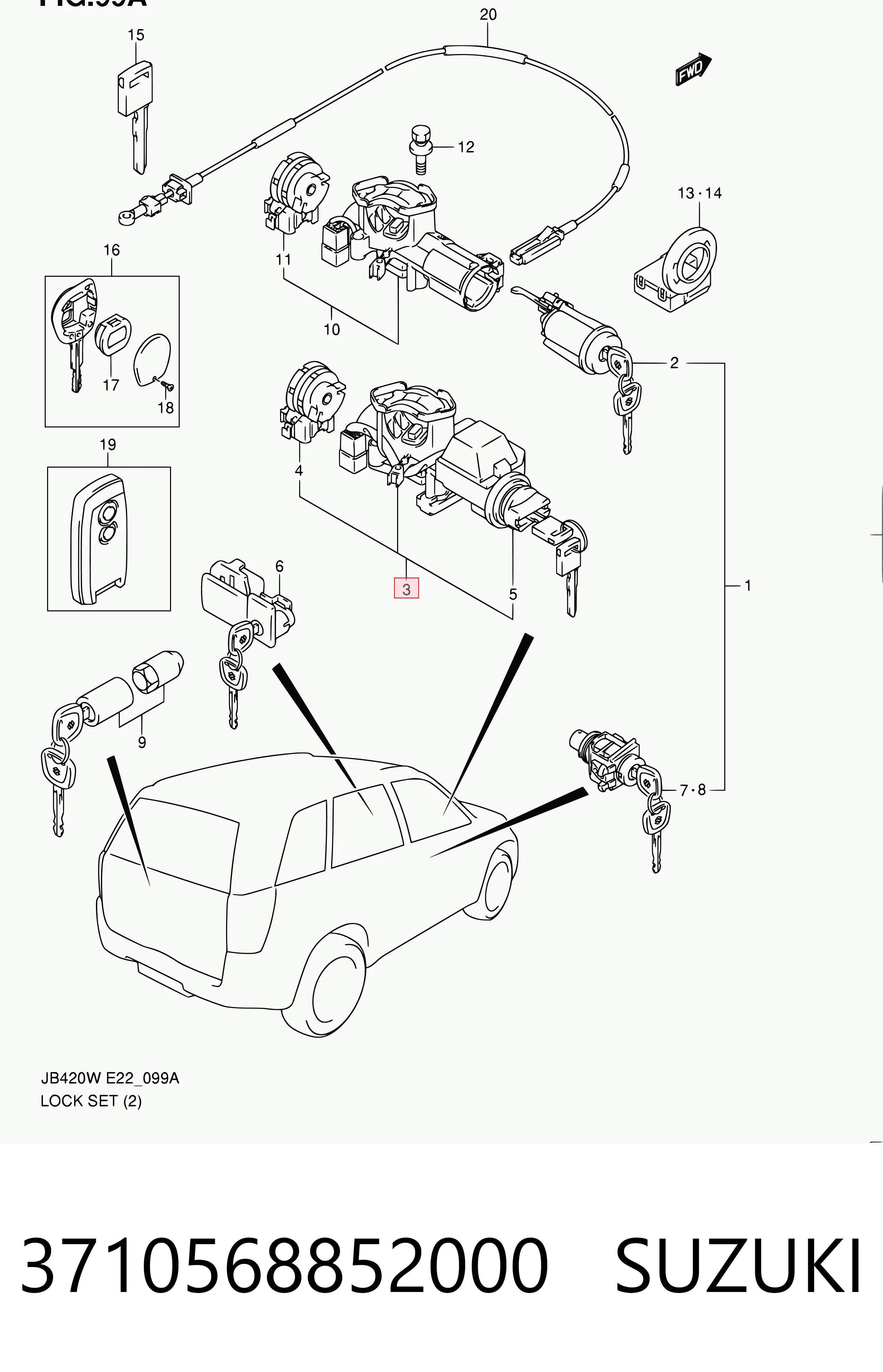 Fecho de ignição para Suzuki Grand Vitara JB